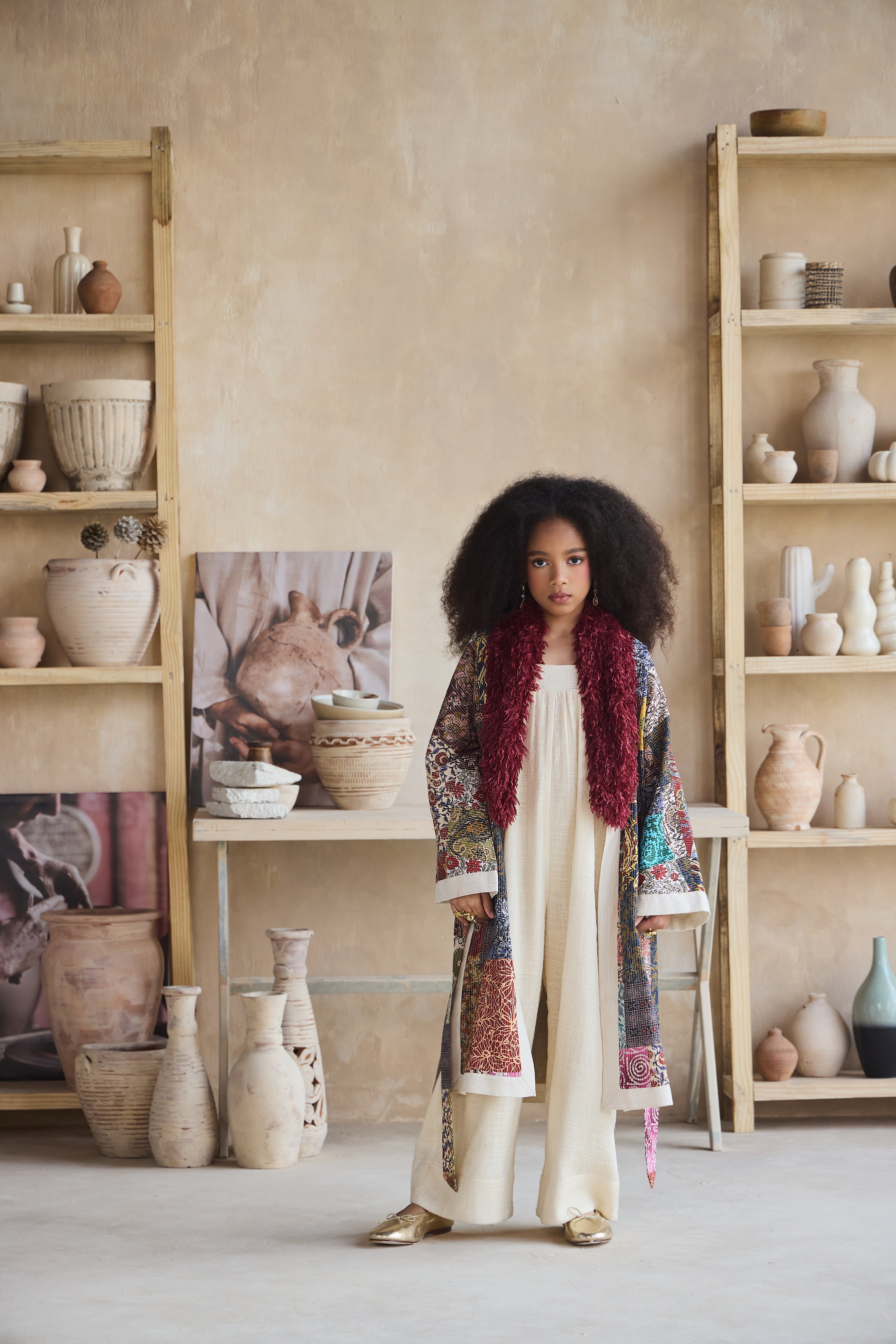 Mosaic Fur Cape with Arwa Jumpsuit (Set of 2)