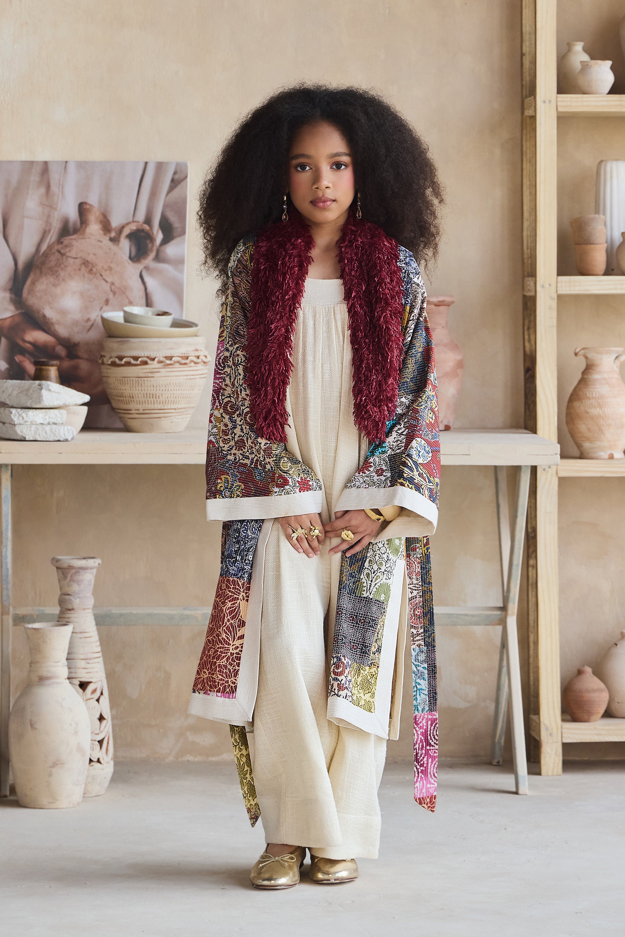 Mosaic Fur Cape with Arwa Jumpsuit (Set of 2)