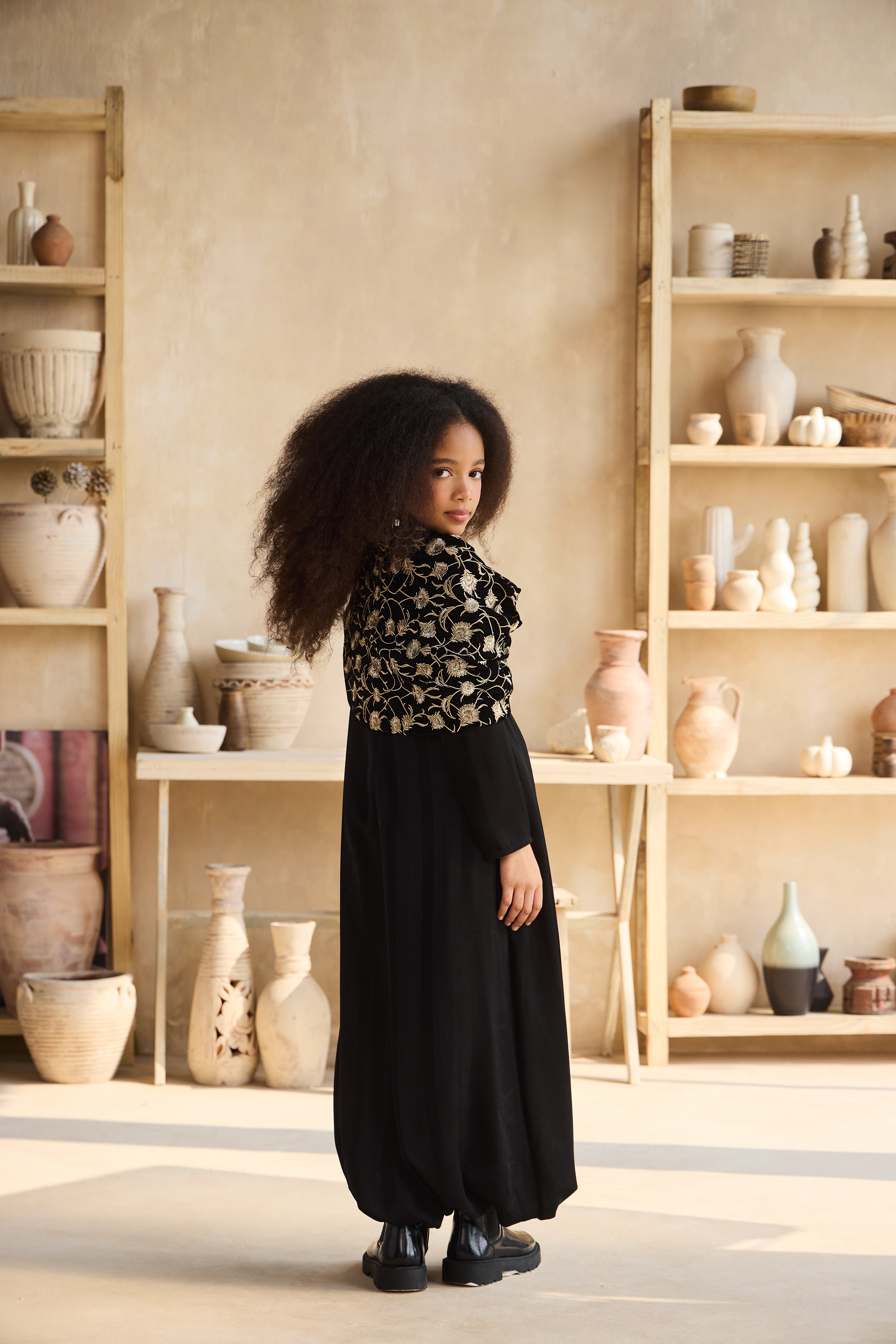 Vianna Jumpsuit with Niyah Black Shawl