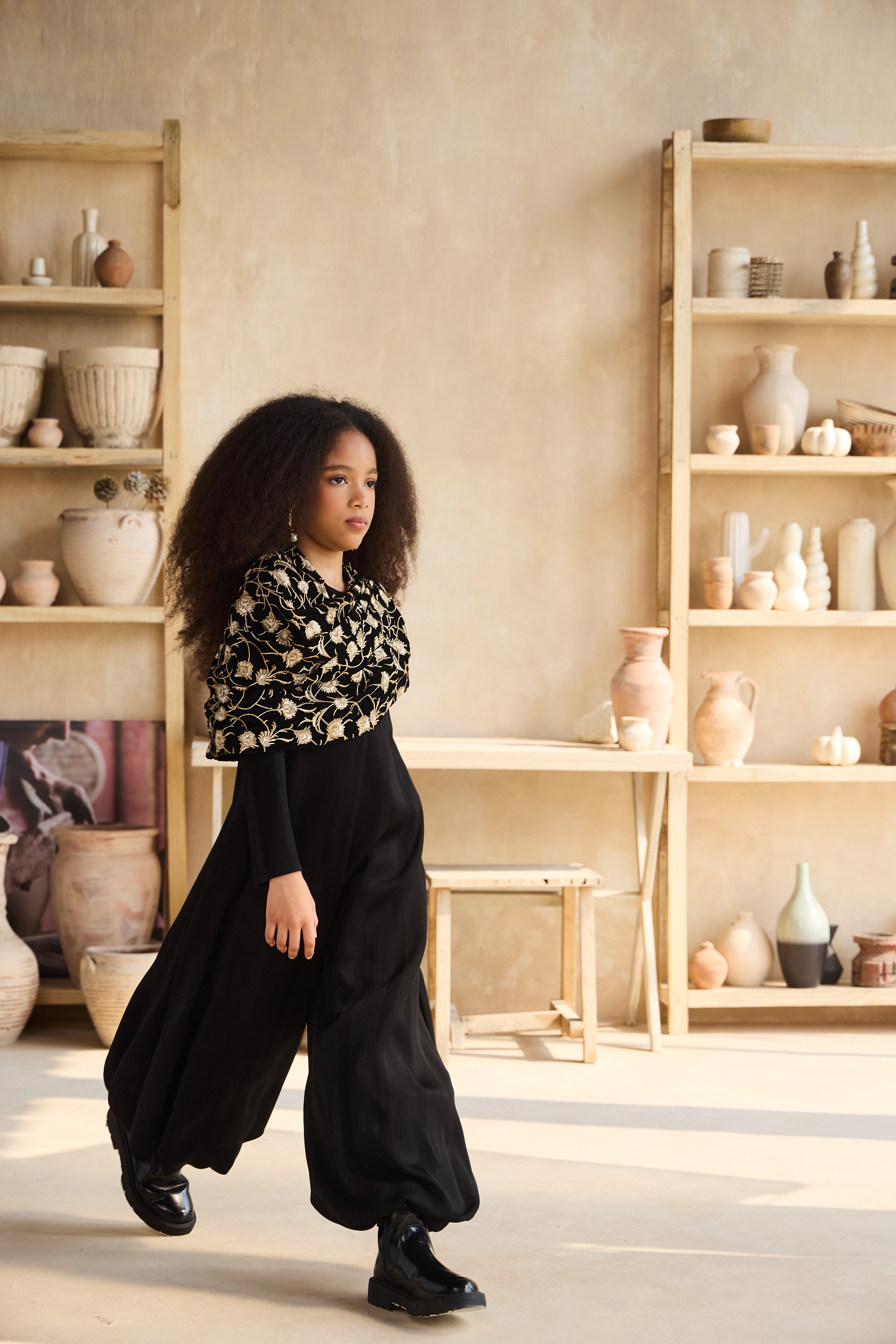 Vianna Jumpsuit with Niyah Black Shawl