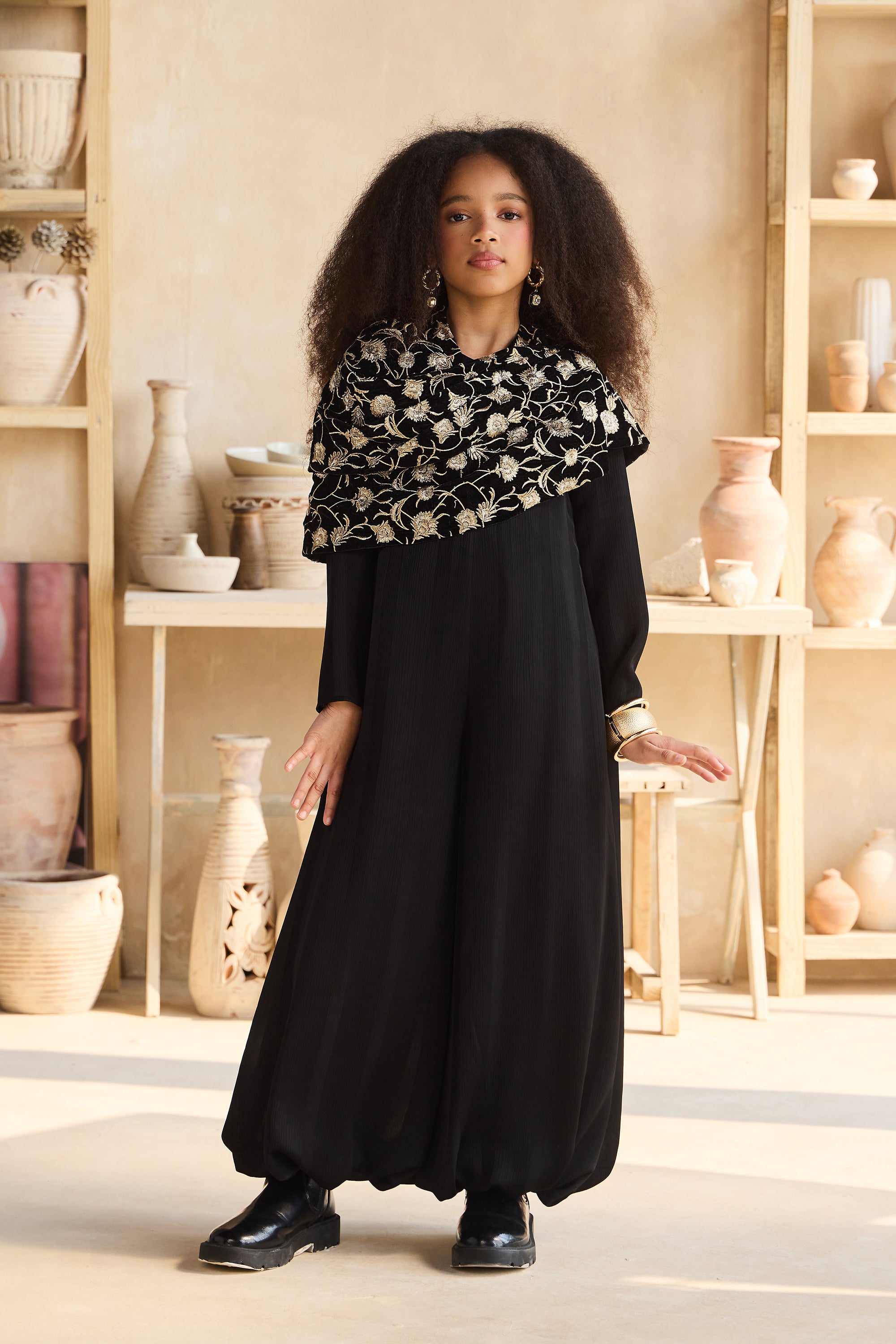 chinese dress ladies Vianna Jumpsuit with Niyah Black Shawl