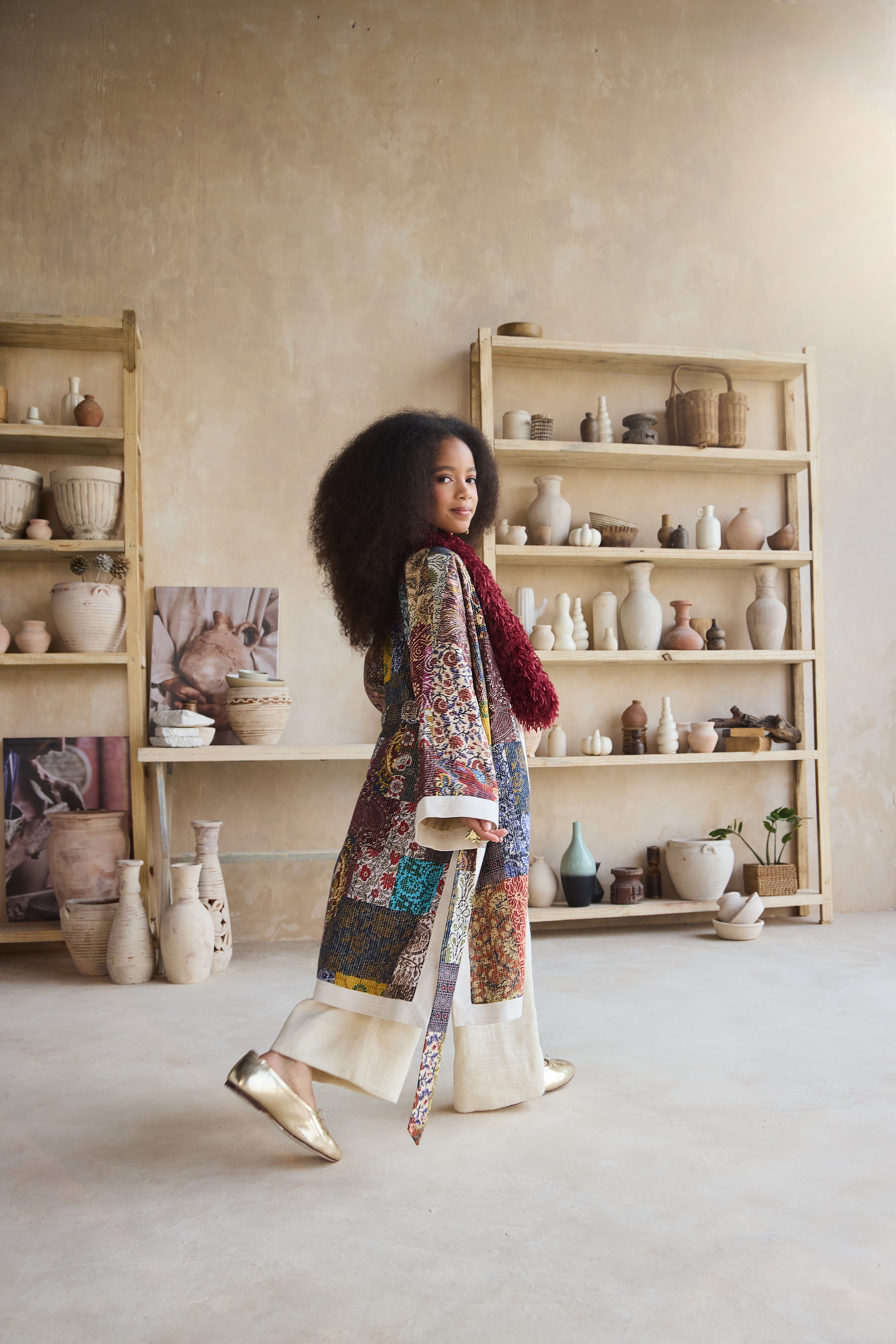 Mosaic Fur Cape with Arwa Jumpsuit (Set of 2)