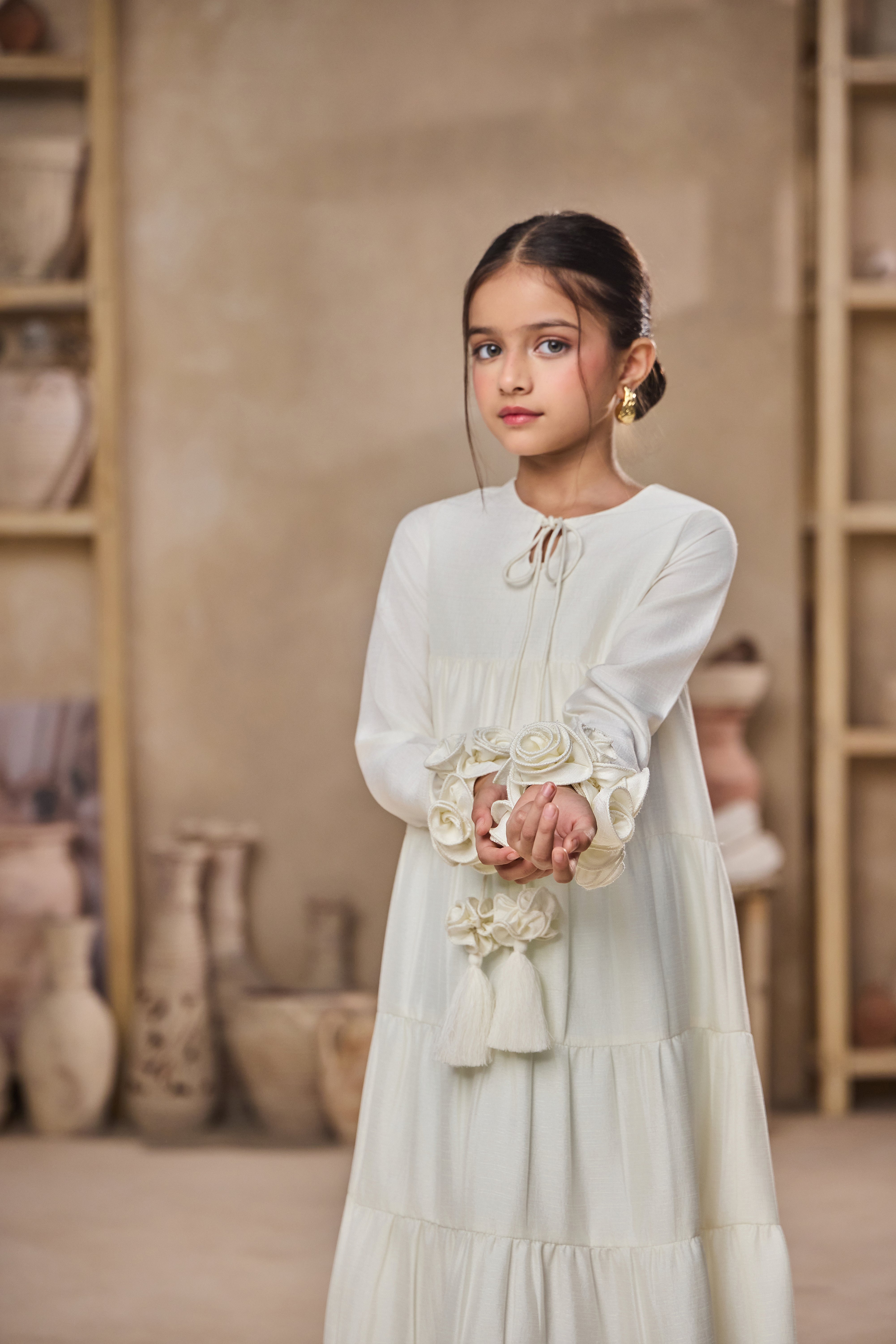 Maliah Jacket with Jasira Off White Rose Jalabiya