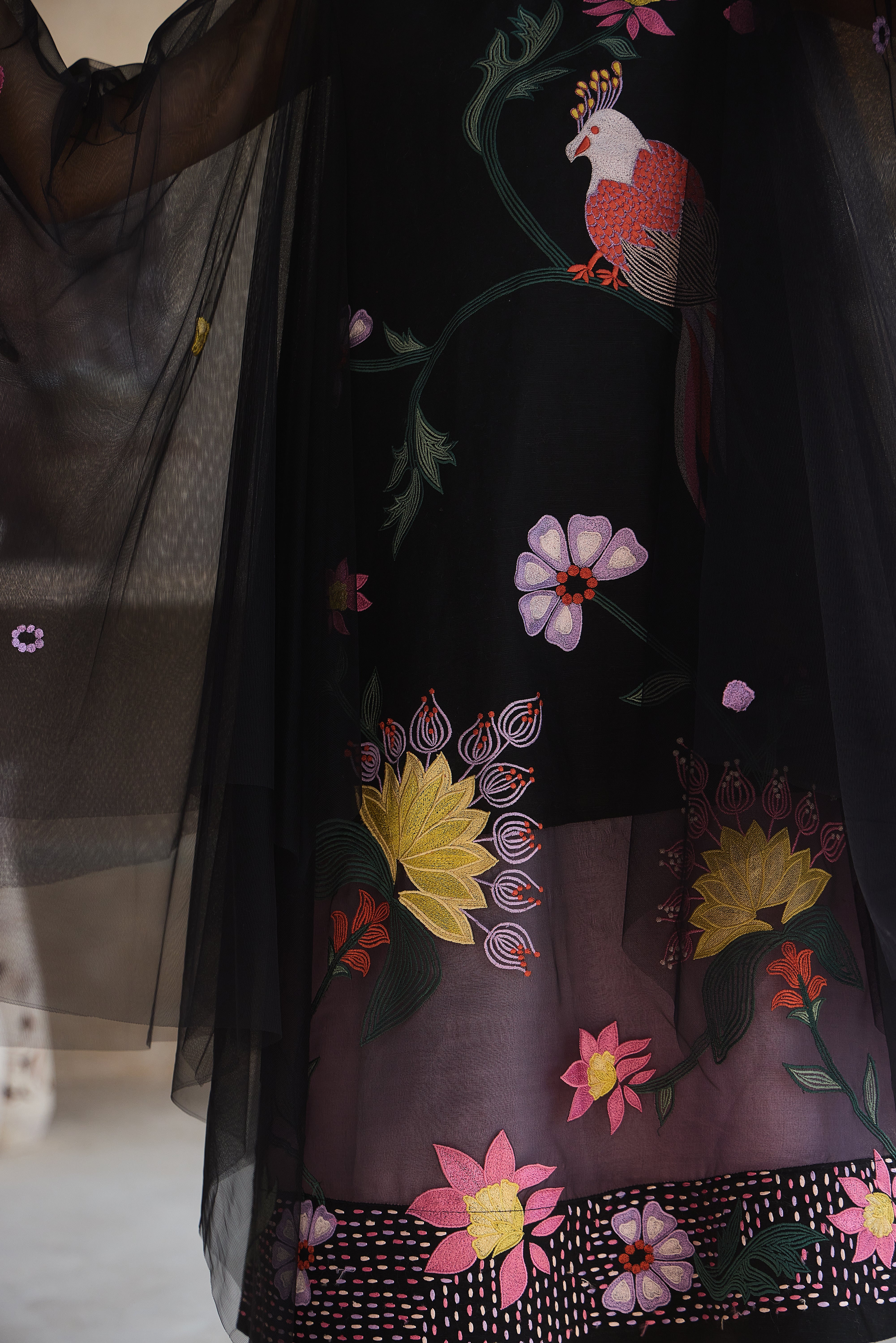 Nuria Black Embroidered Dress