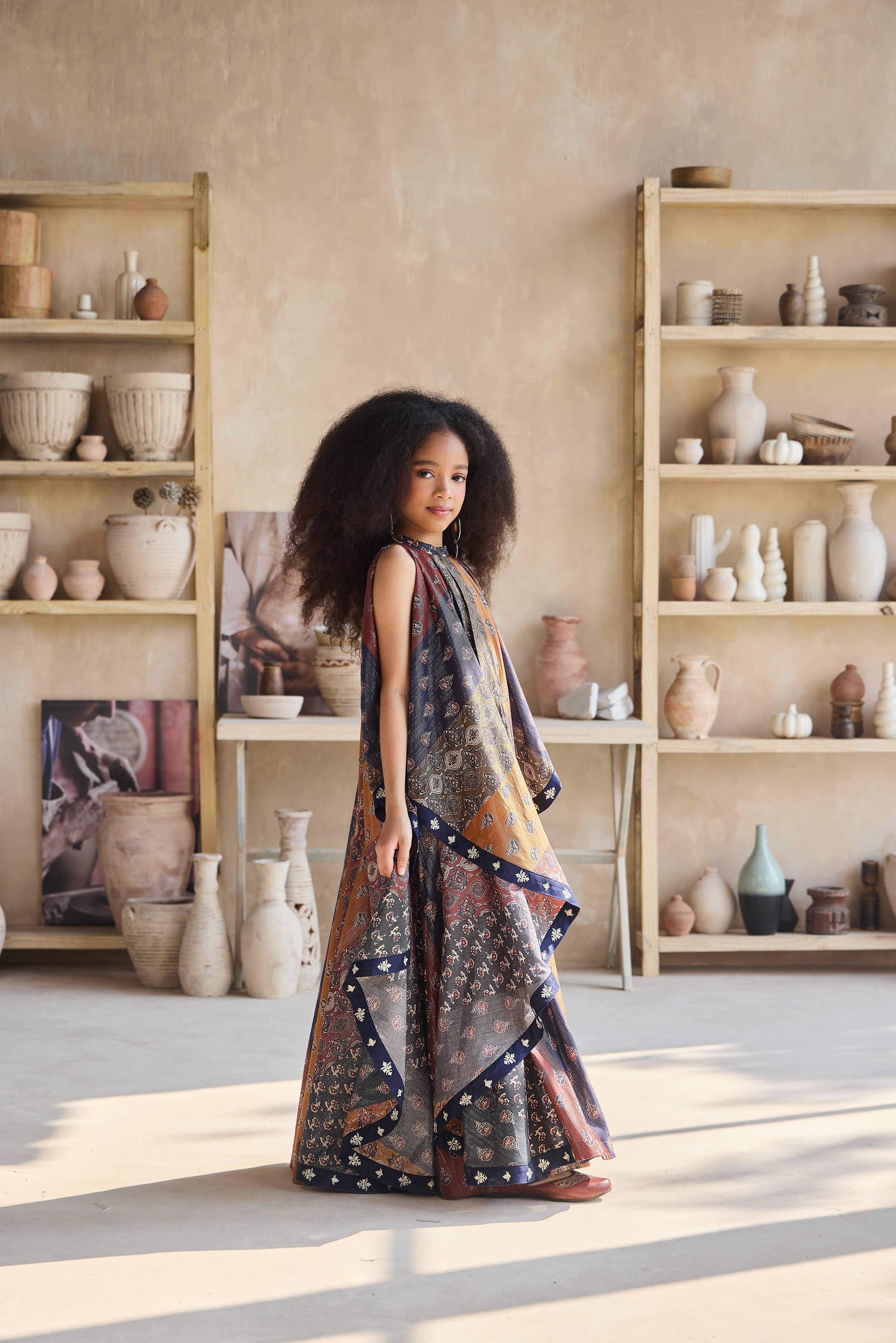 Renisa Printed Dress with Potli