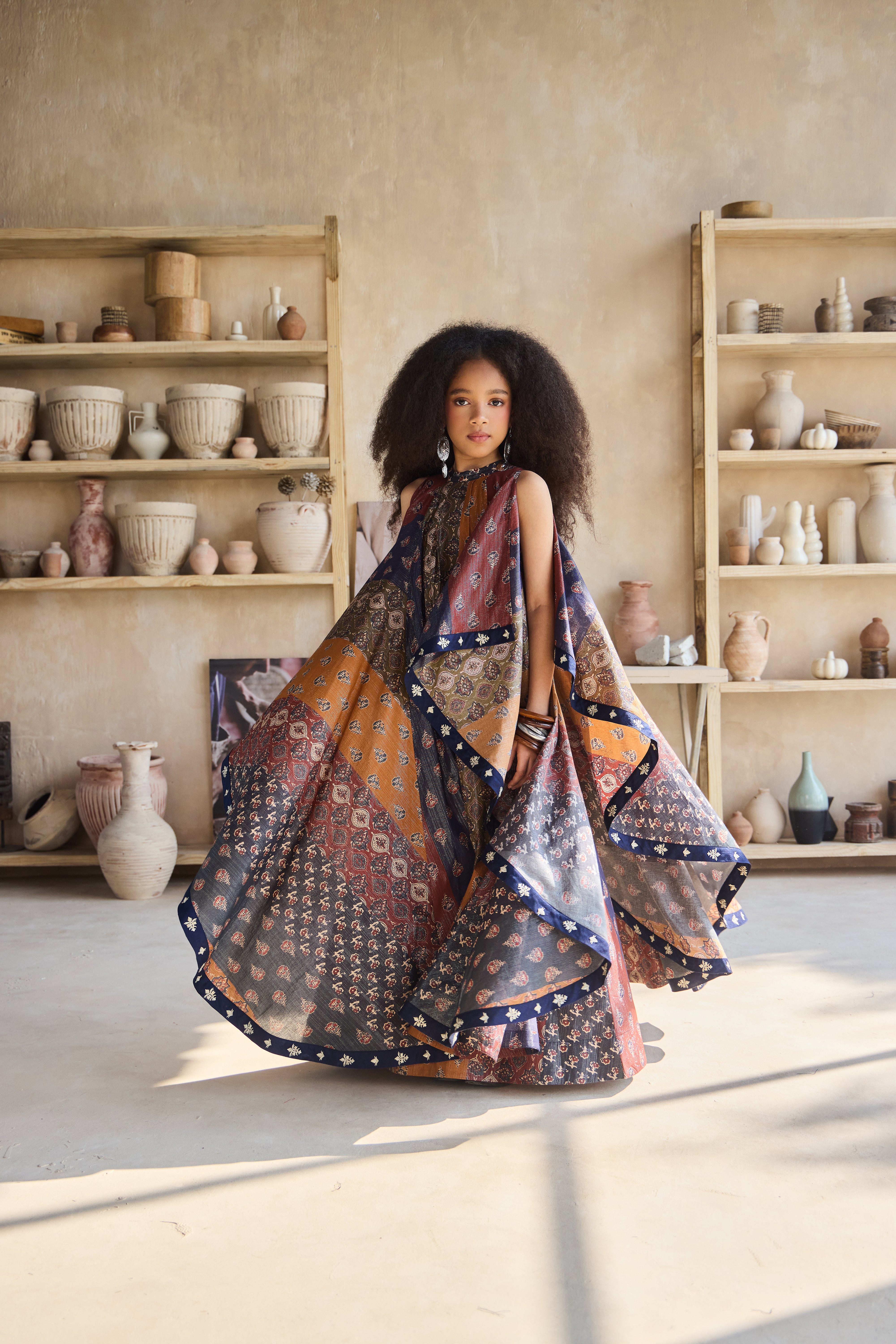 Renisa Printed Dress with Potli