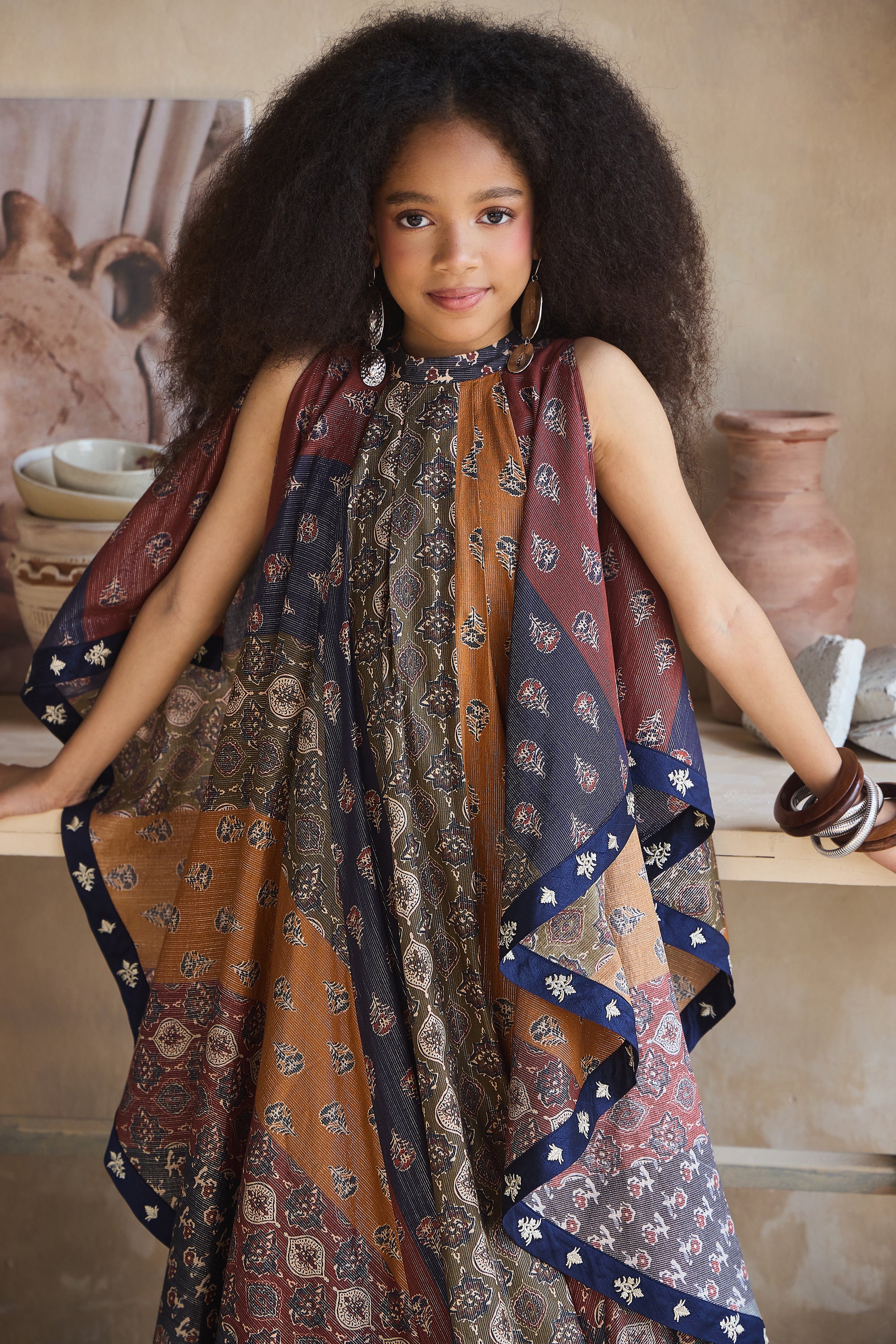 Renisa Printed Dress with Potli