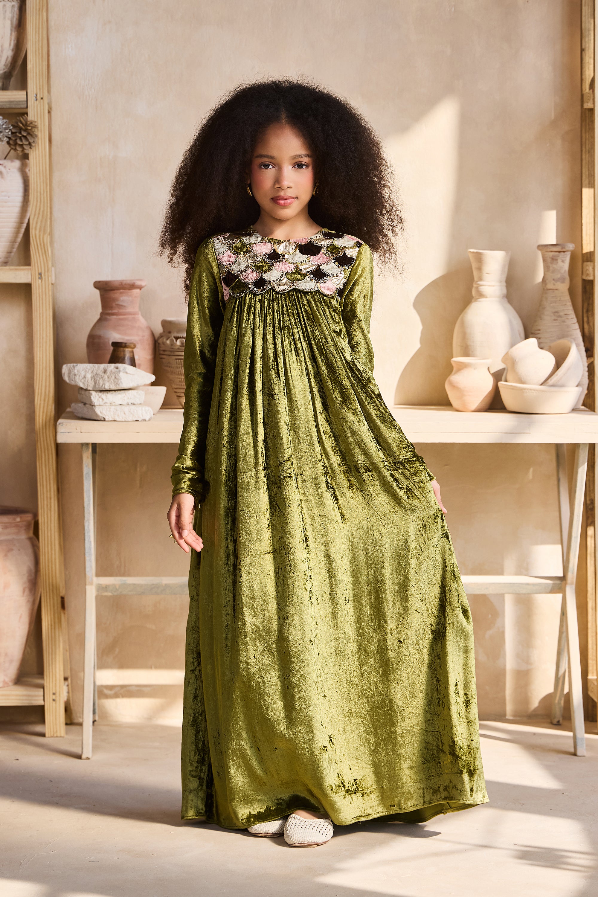 olive green day dress Petal and Pup Women's Grasie Dress