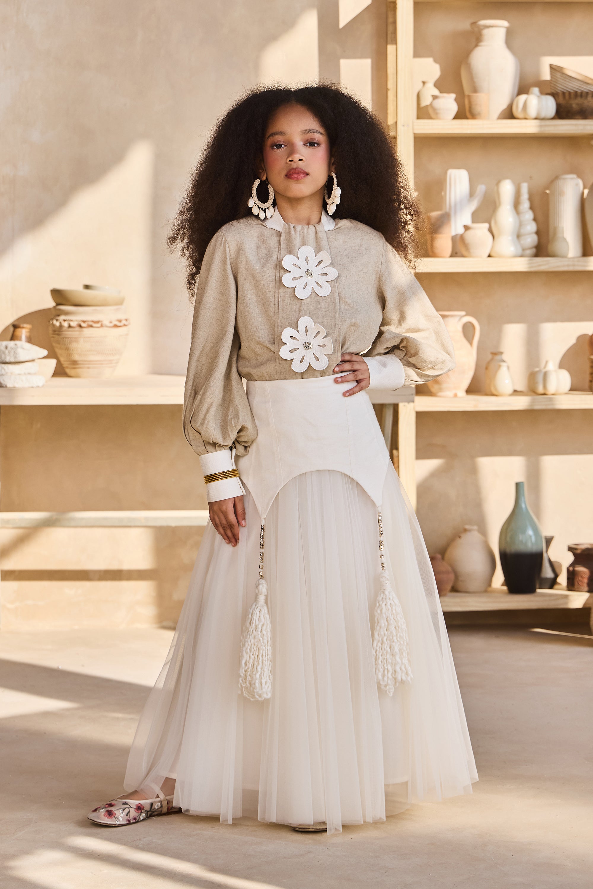 Akira Blouse with Off White Tulle Skirt (Set of 2)