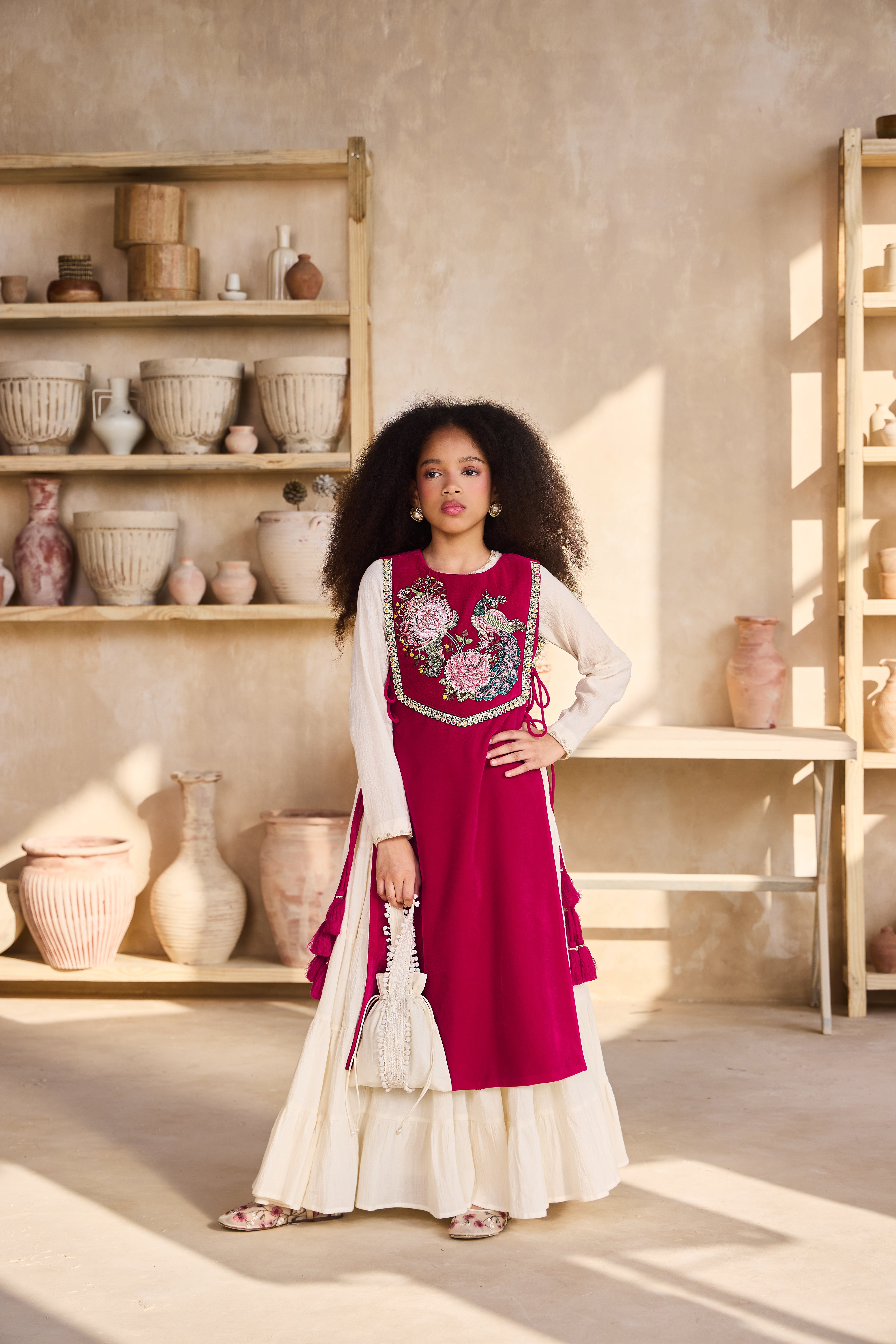 Falak Peacock Cape with Cia Full Sleeves Jalabiya (Set of 2)