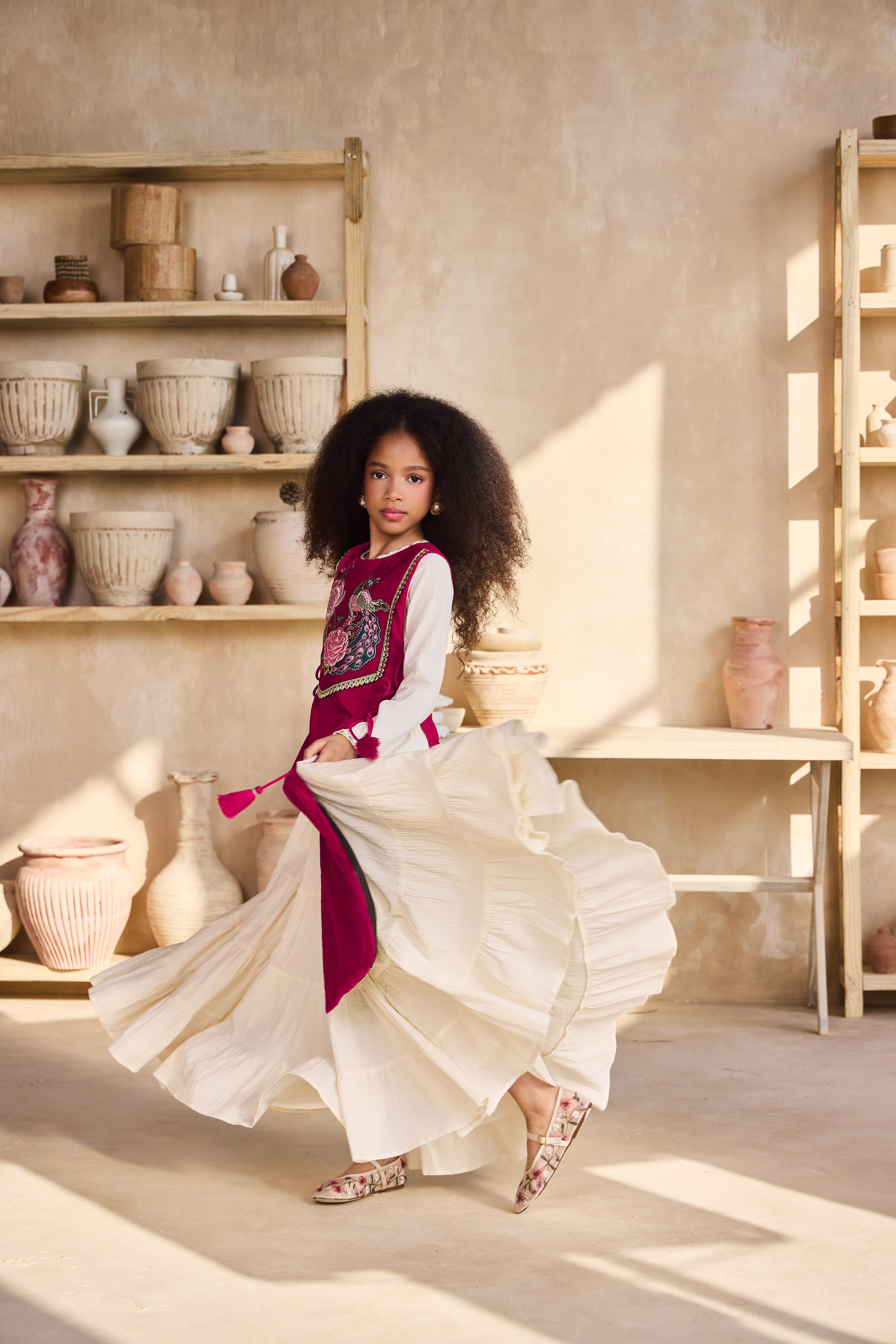 Falak Peacock Cape with Cia Full Sleeves Jalabiya (Set of 2)