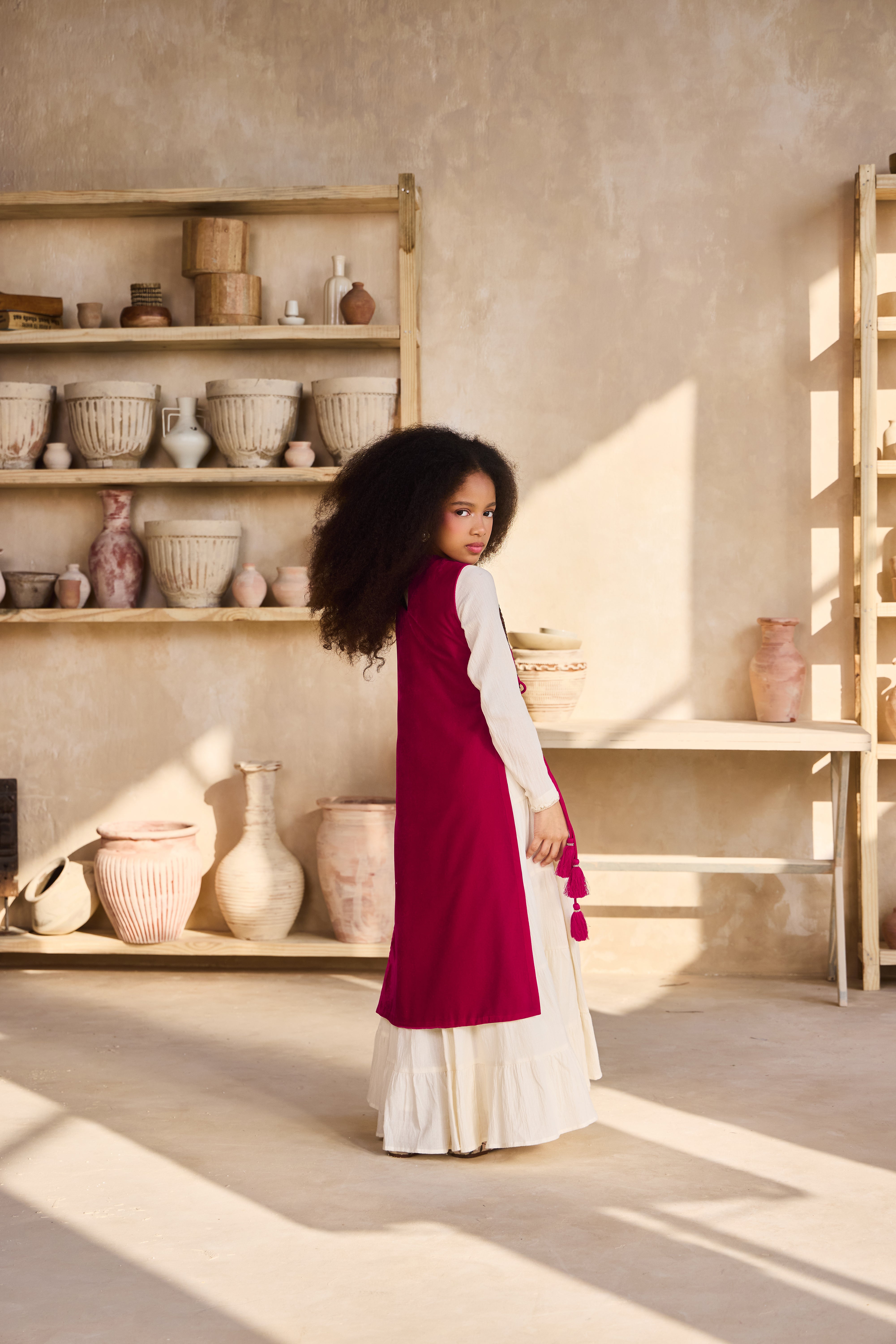 Falak Peacock Cape with Cia Full Sleeves Jalabiya (Set of 2)