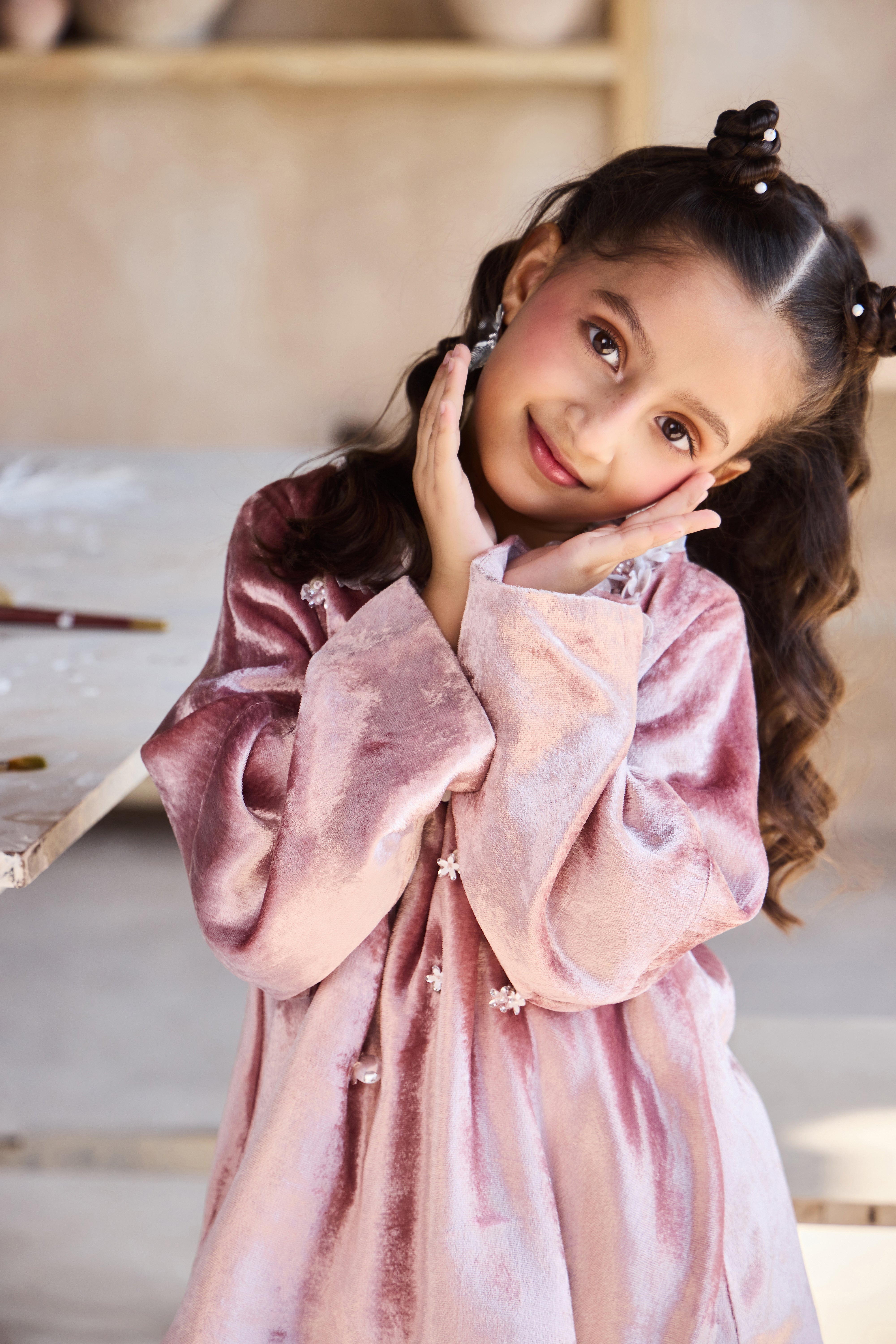 Iyana Dusty Pink Top with Skirt (Set of 2)