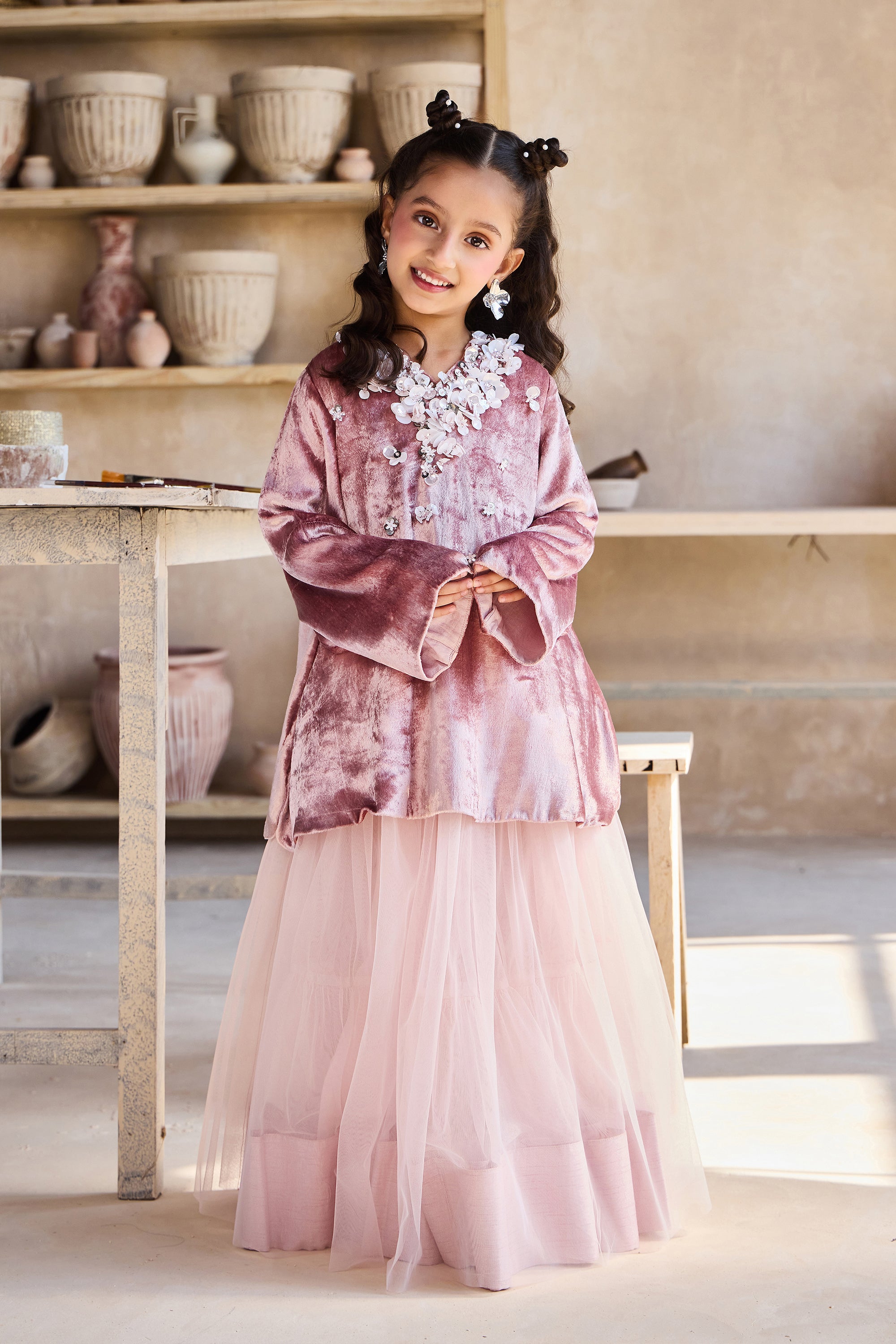 Iyana Dusty Pink Top with Skirt (Set of 2)