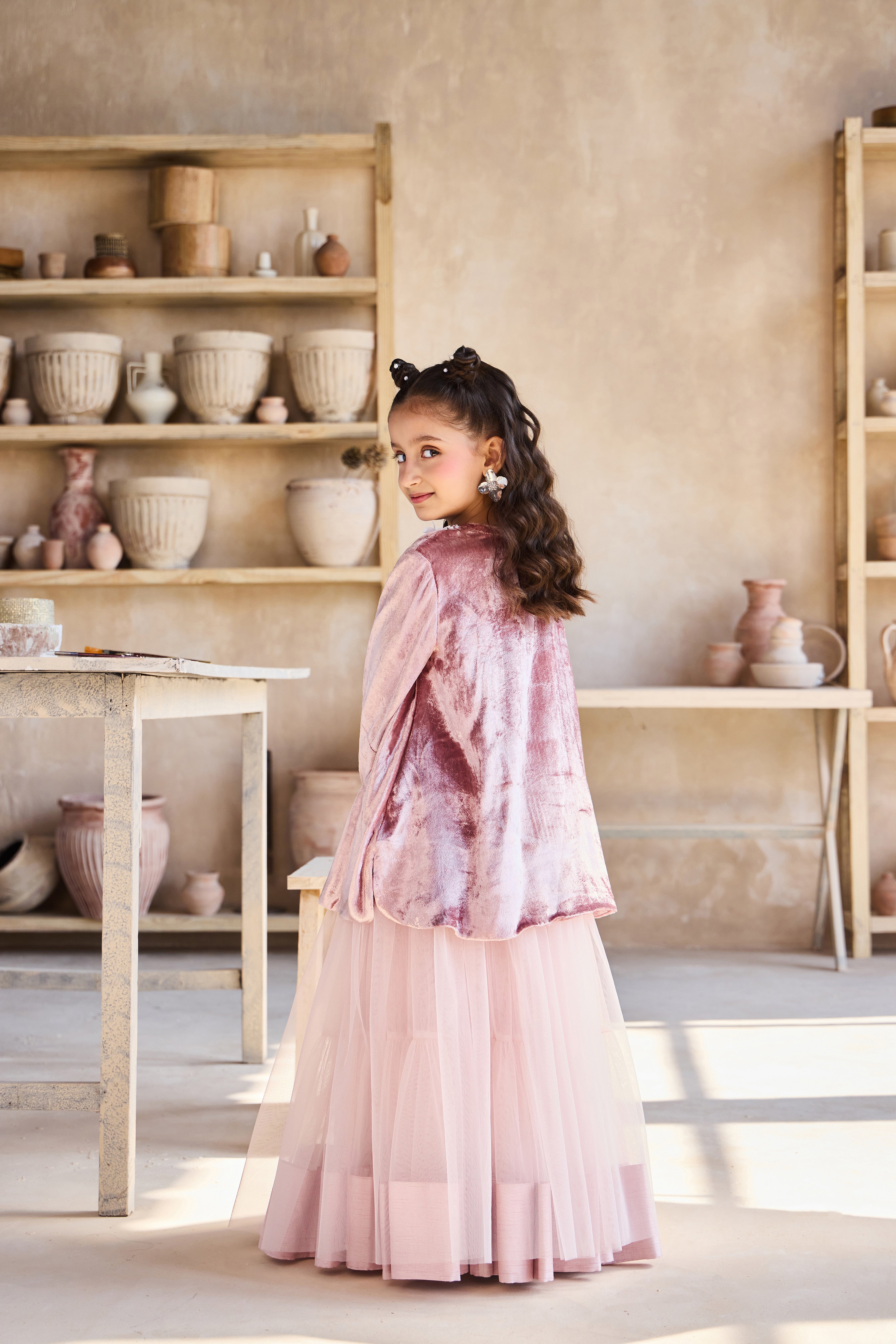 Iyana Dusty Pink Top with Skirt (Set of 2)