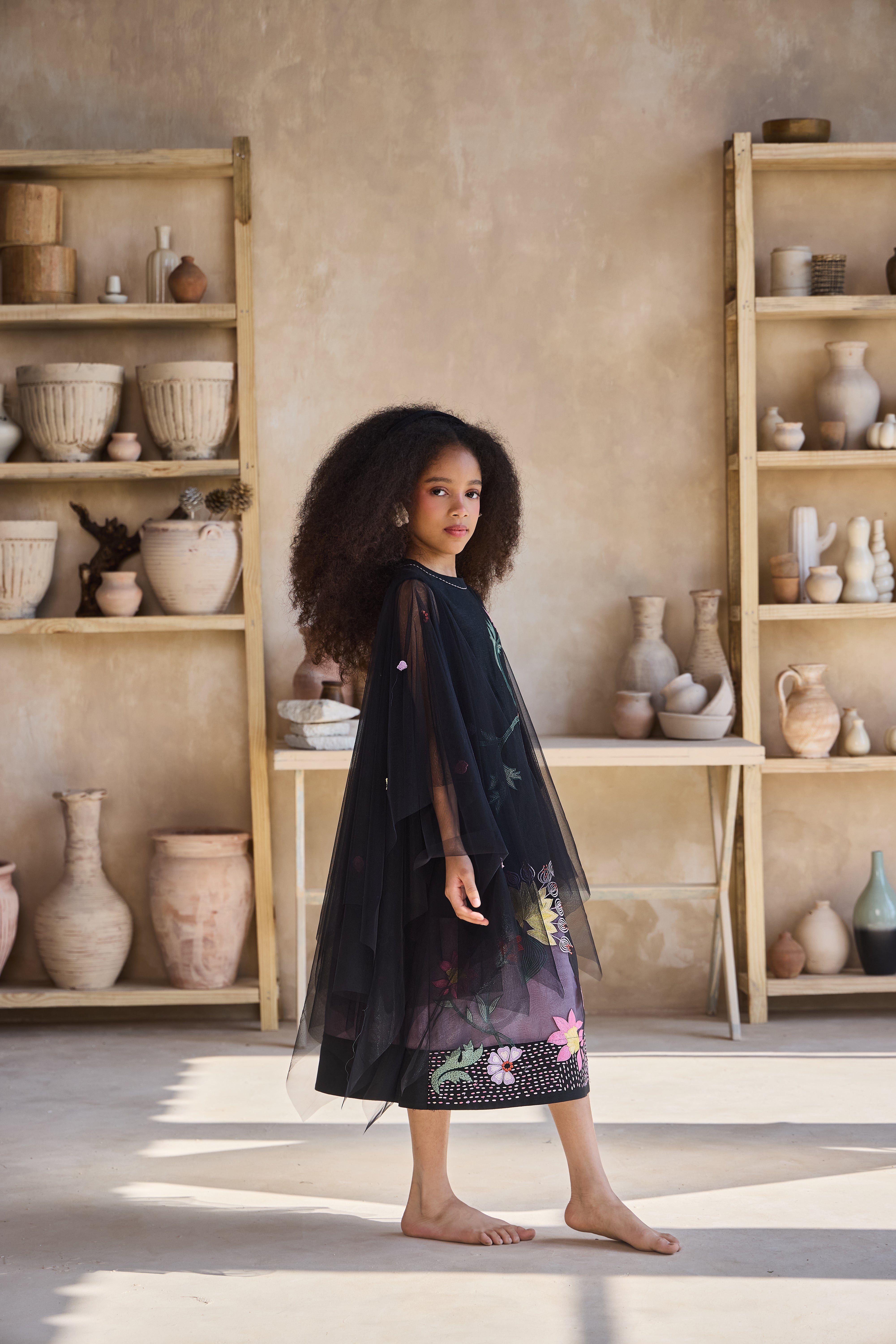 Nuria Black Embroidered Dress