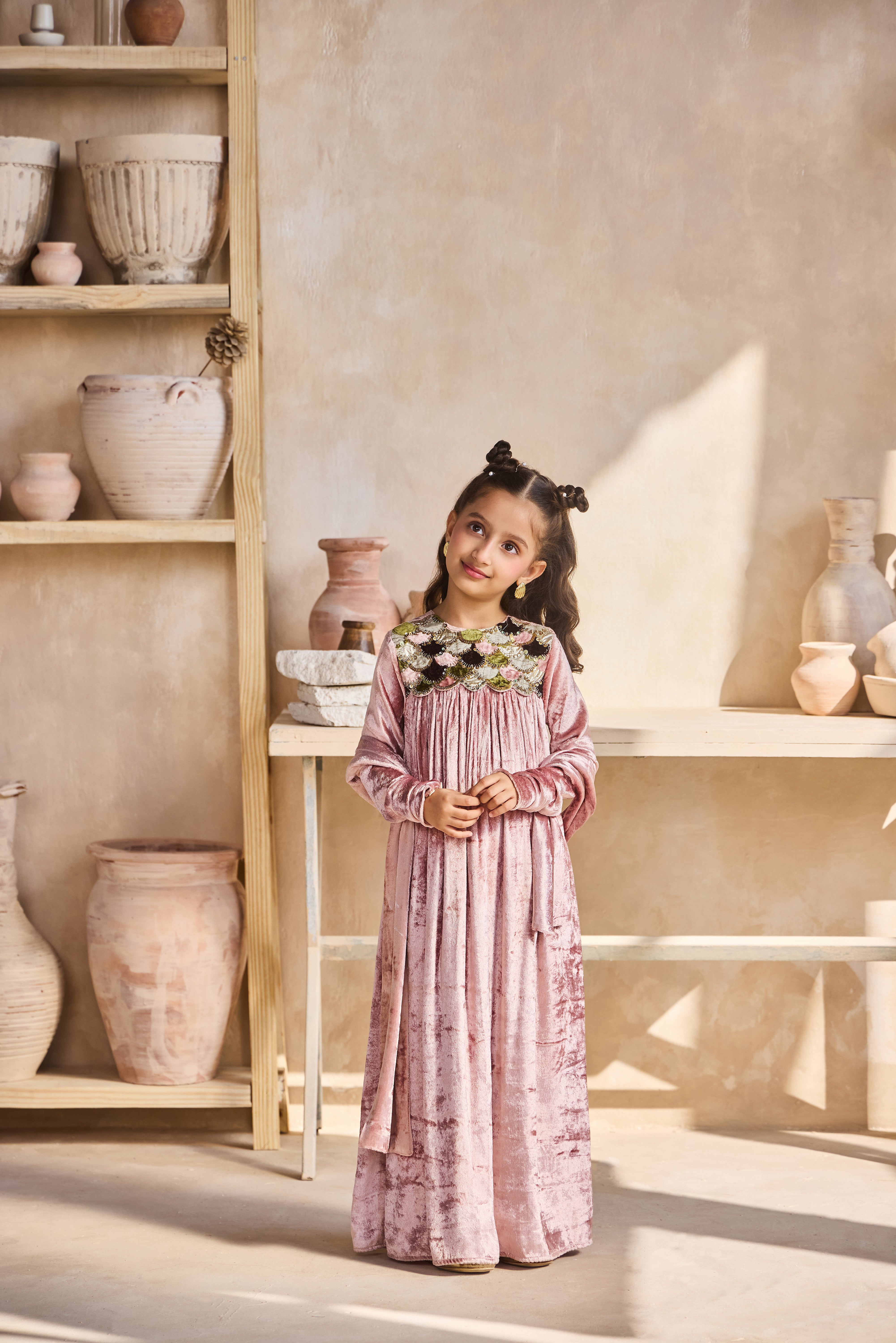 Isa Dusty Pink Dress with Scarf (Set of 2)