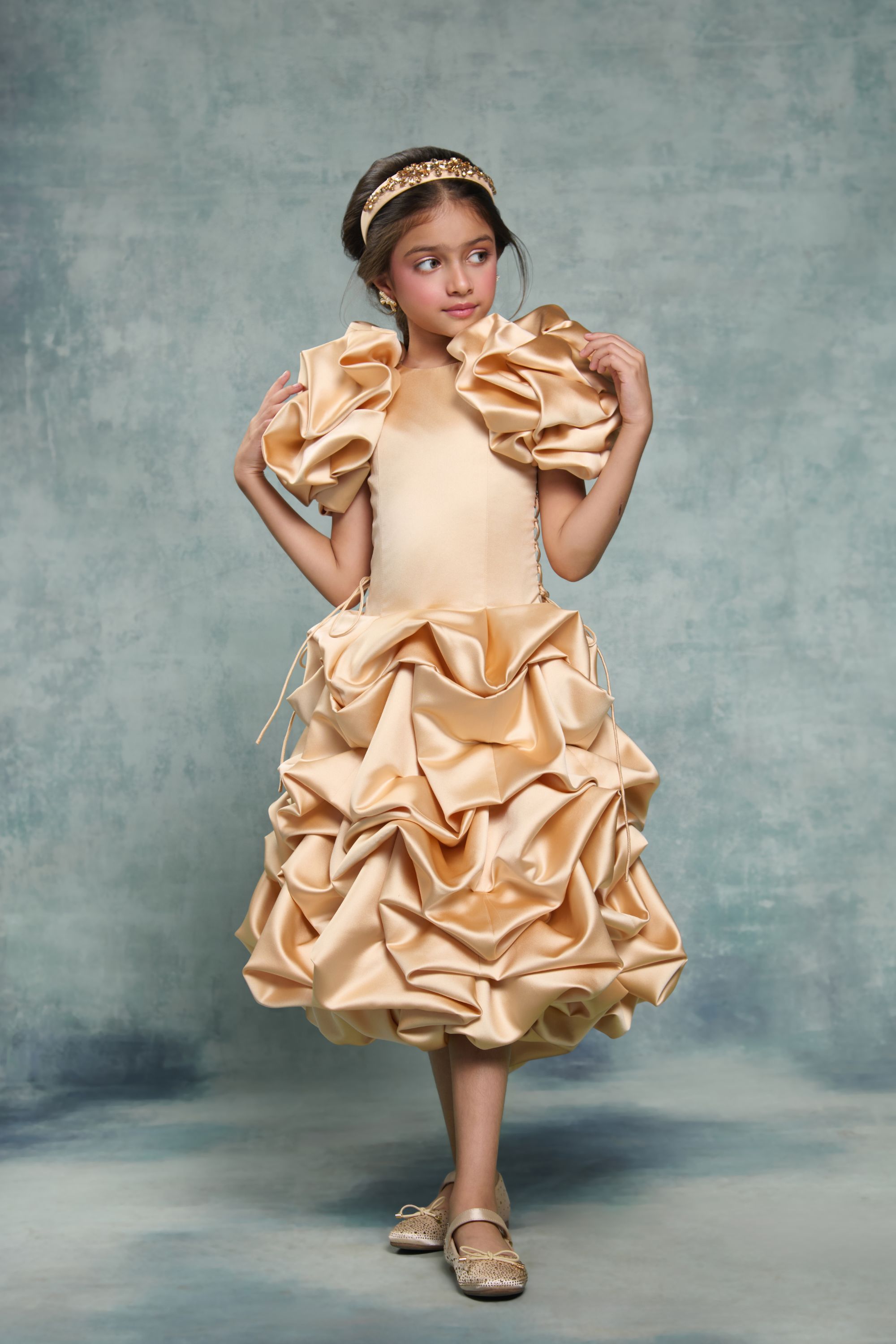 The Champagne Rosette Dress