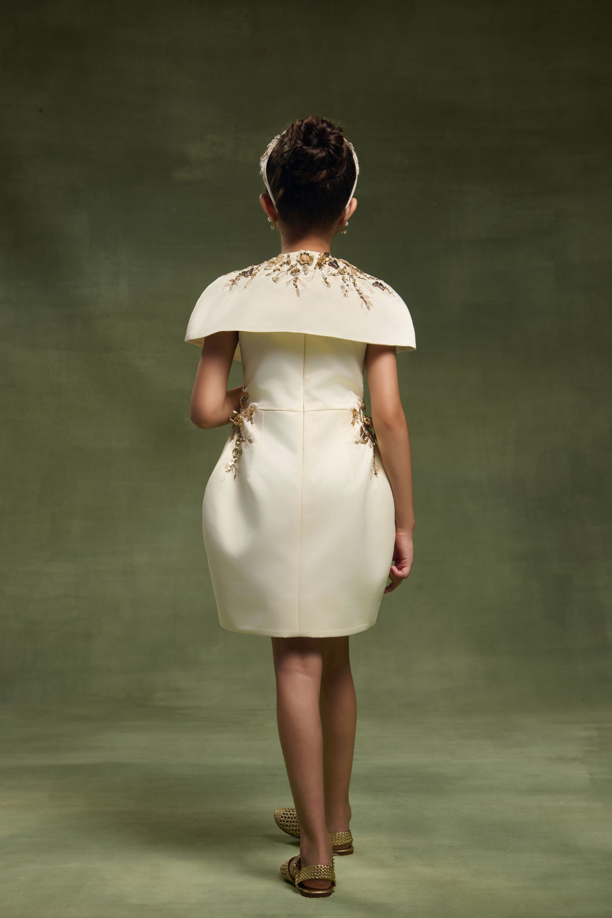 The Celestia Gold Dress with Cape (Set of 2)