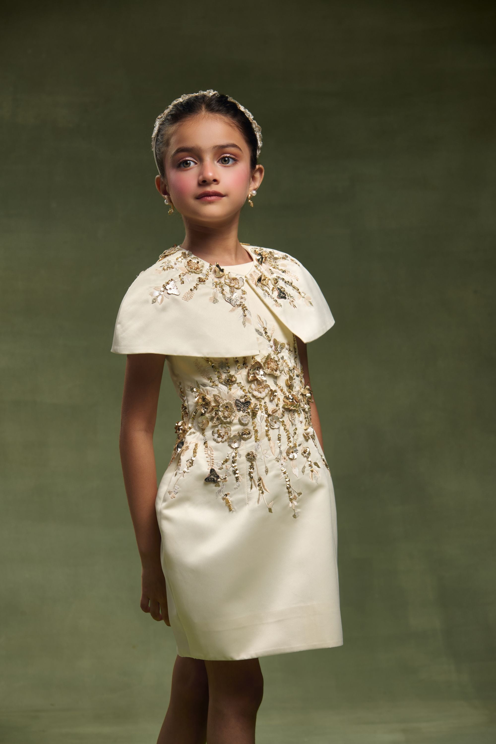 The Celestia Gold Dress with Cape (Set of 2)