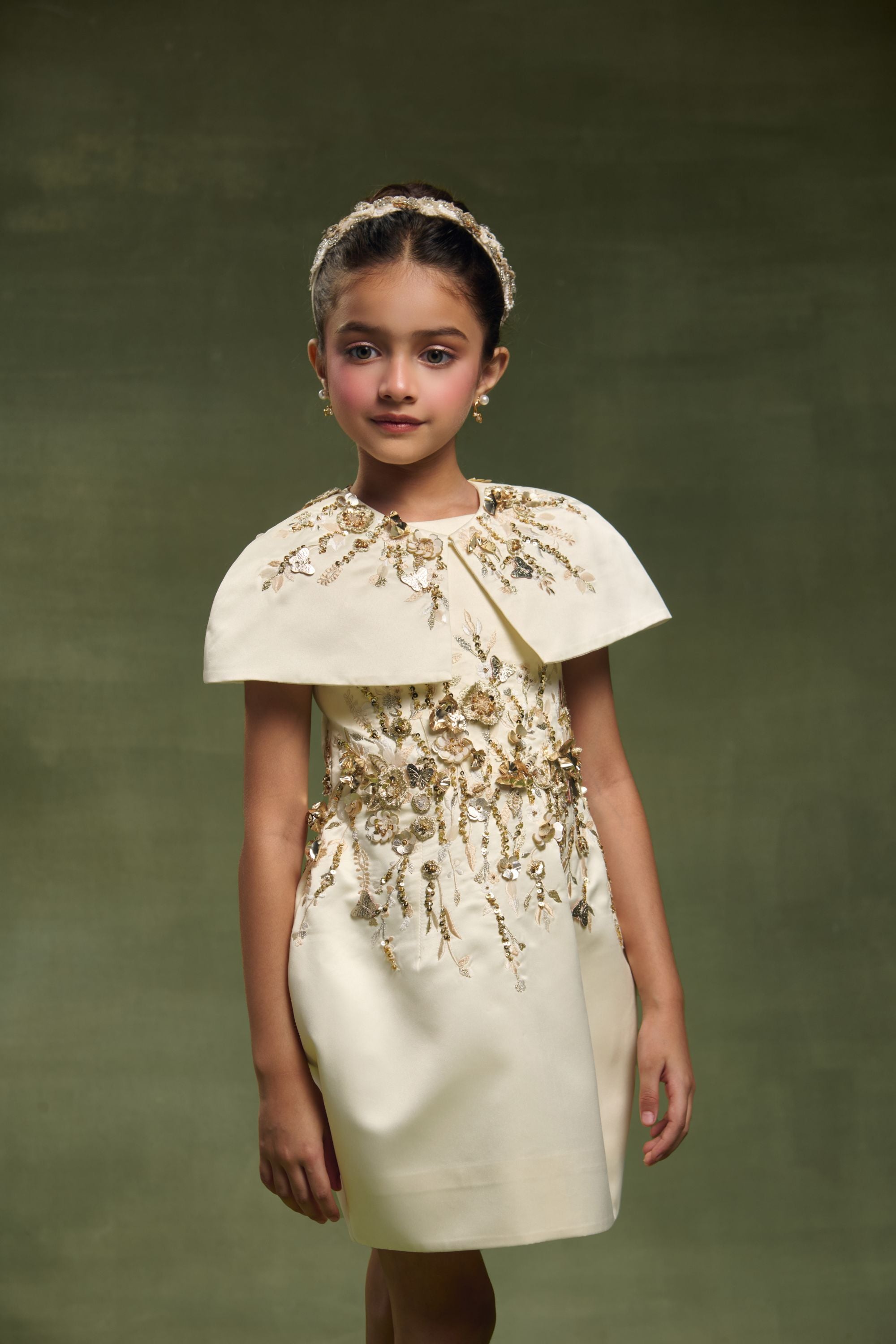 The Celestia Gold Dress with Cape (Set of 2)