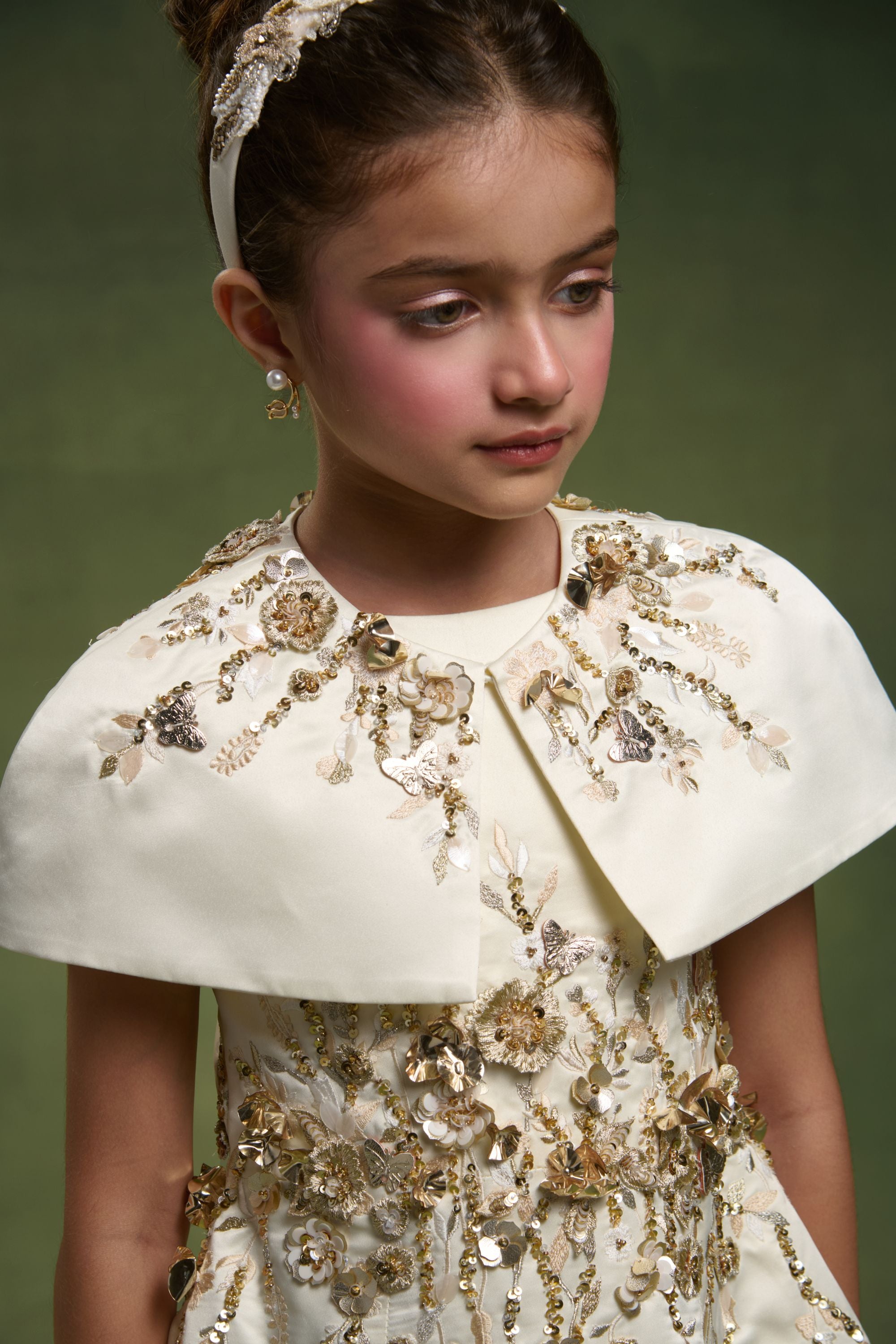 The Celestia Gold Dress with Cape (Set of 2)