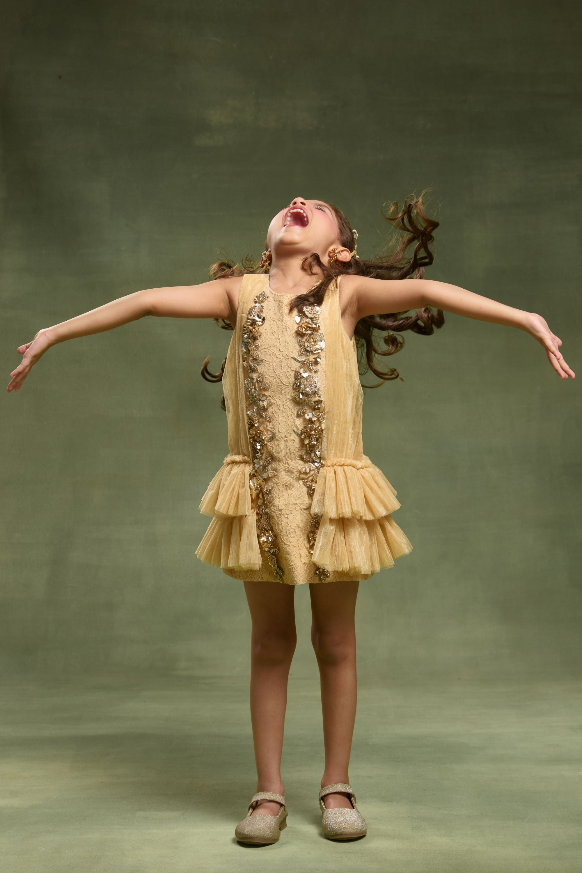 The Caroline Gold Dress