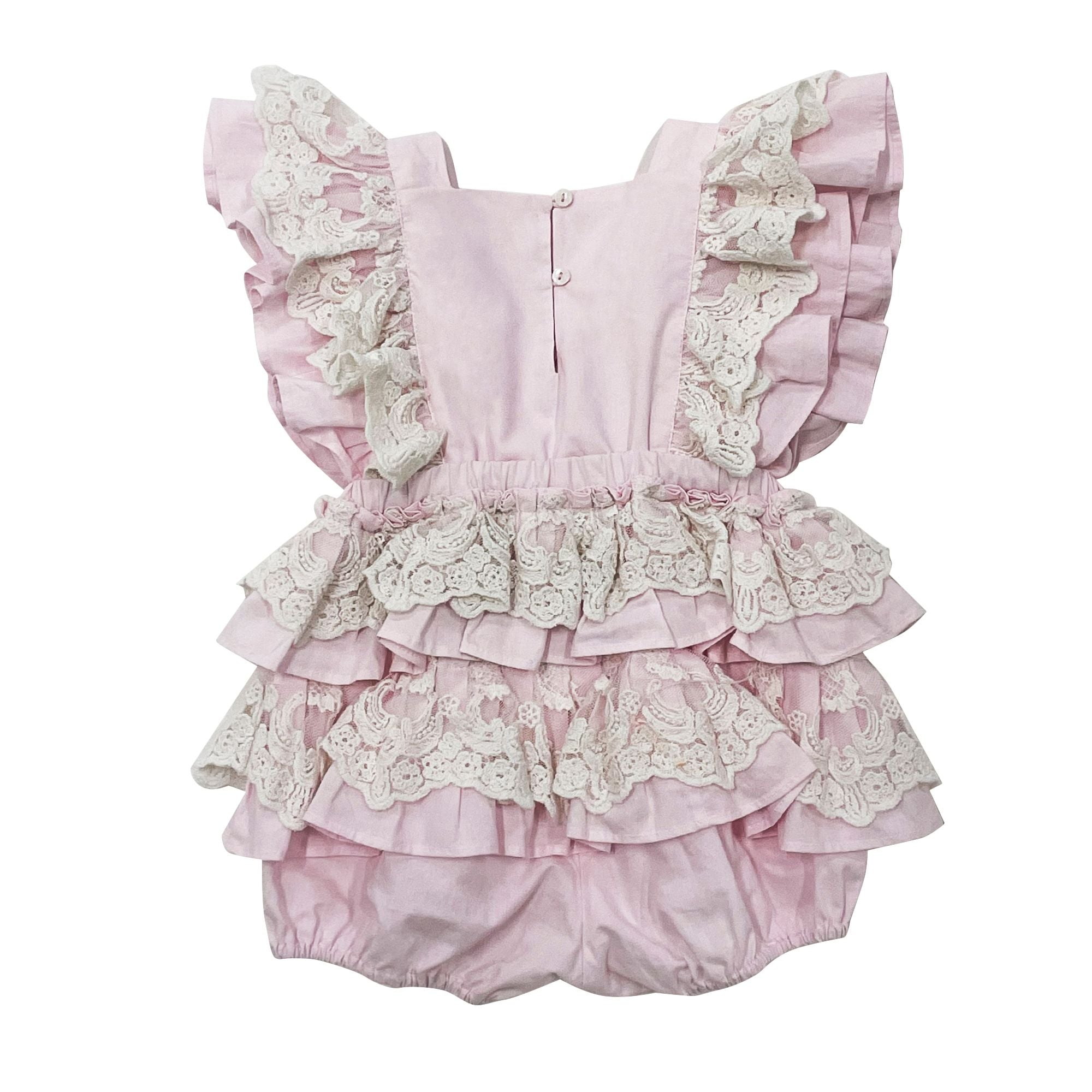 The Lacy Cotton Frill Romper (Pink)