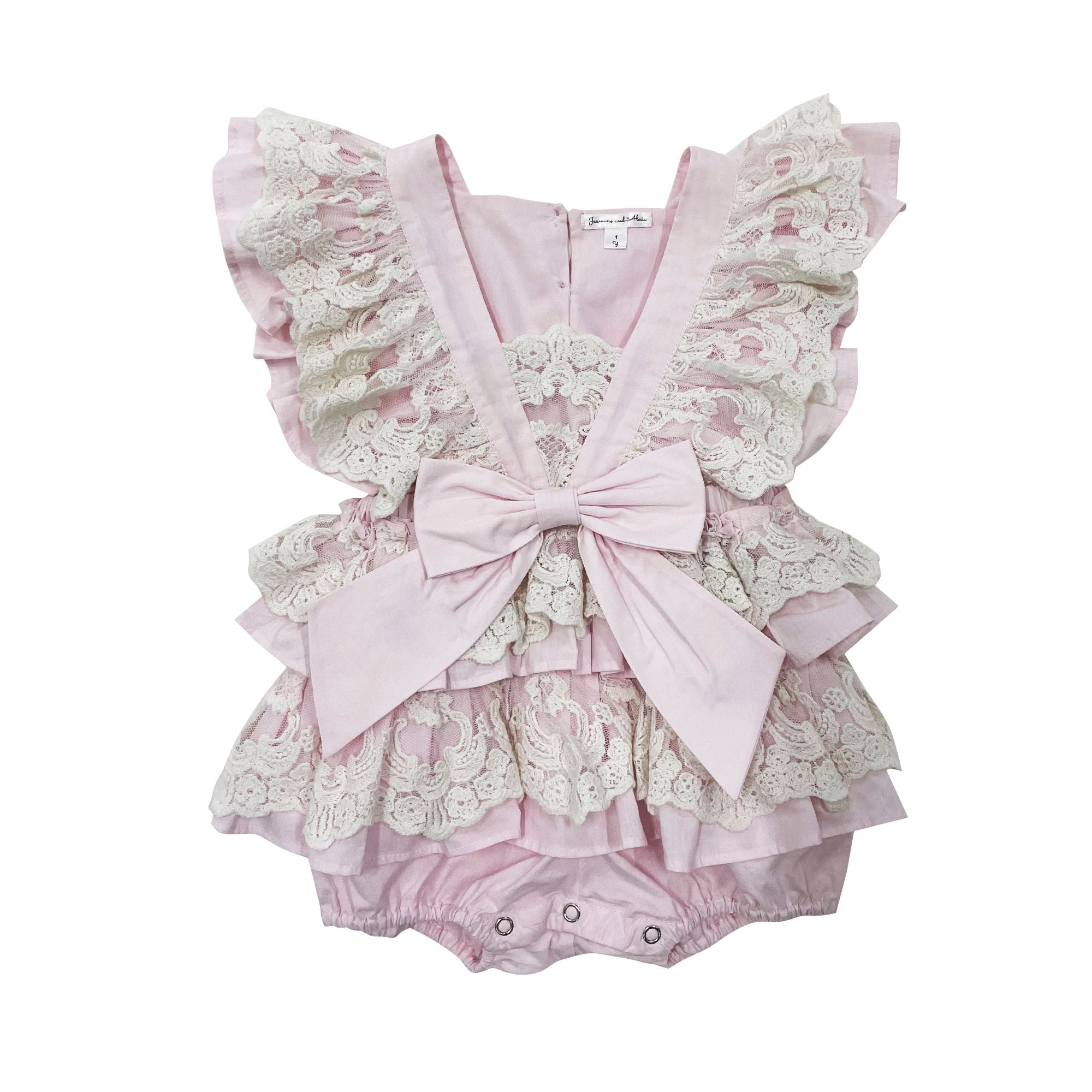 The Lacy Cotton Frill Romper (Pink)