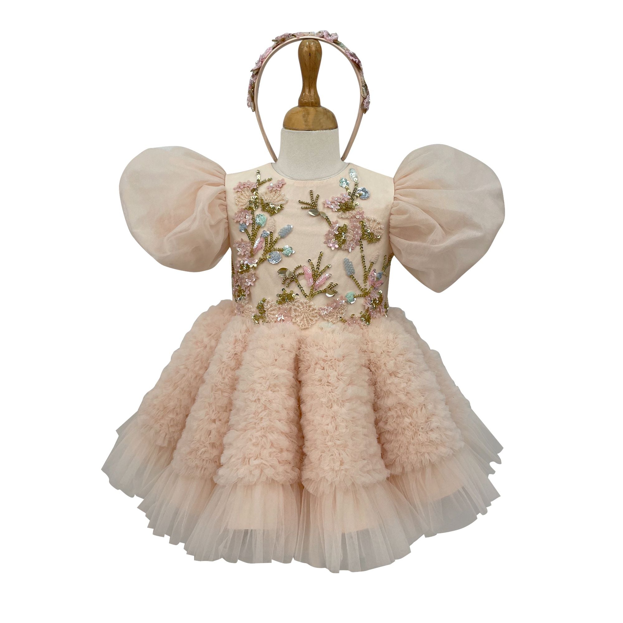 The Marie Dress with Sleeves (Peach)
