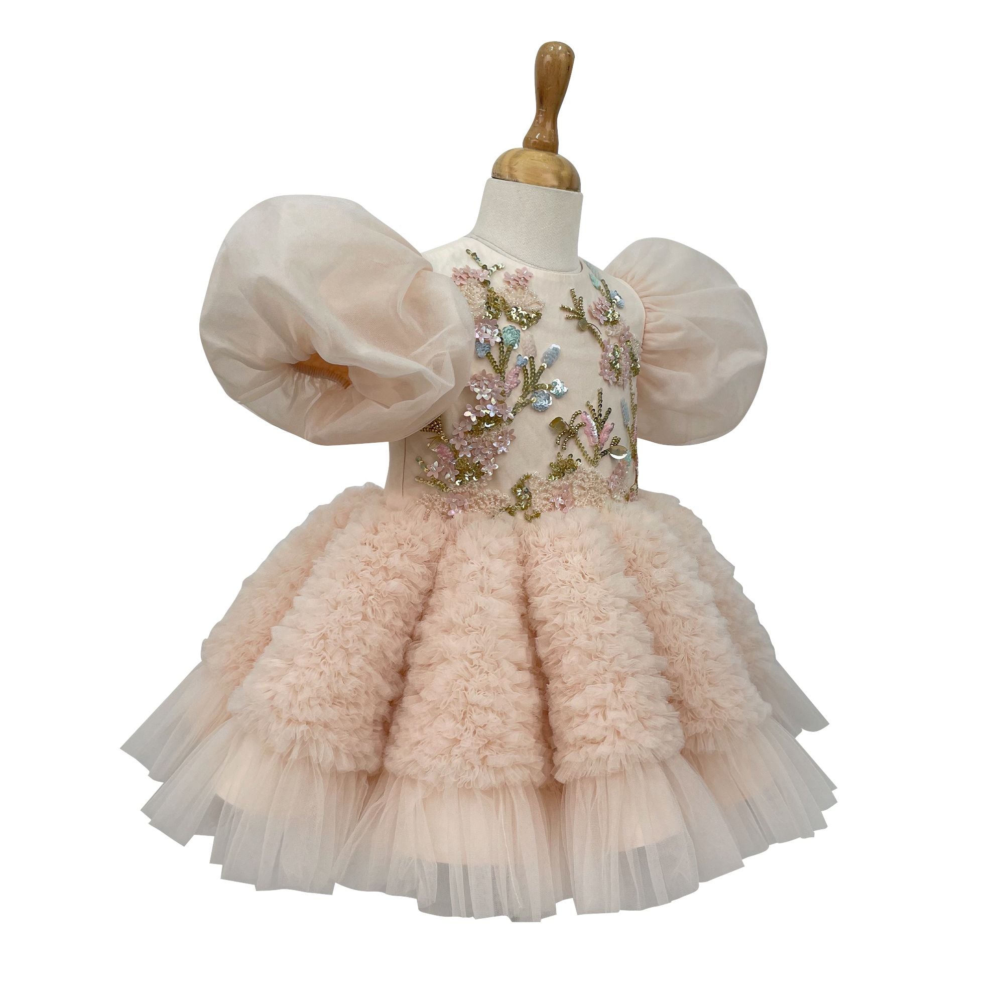 The Marie Dress with Sleeves (Peach)