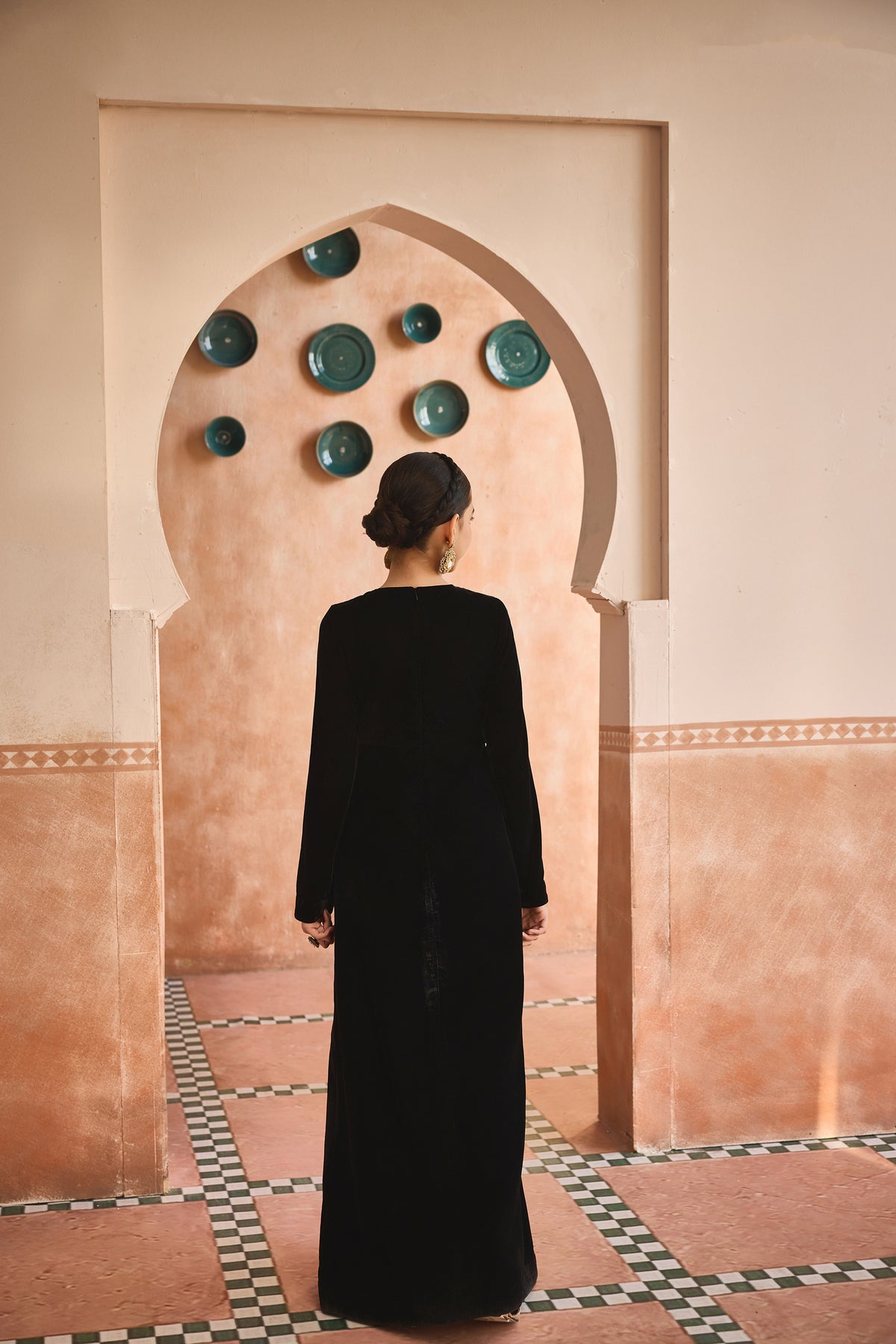 Naira Black Velvet Tunic & Beige Flared Pants
