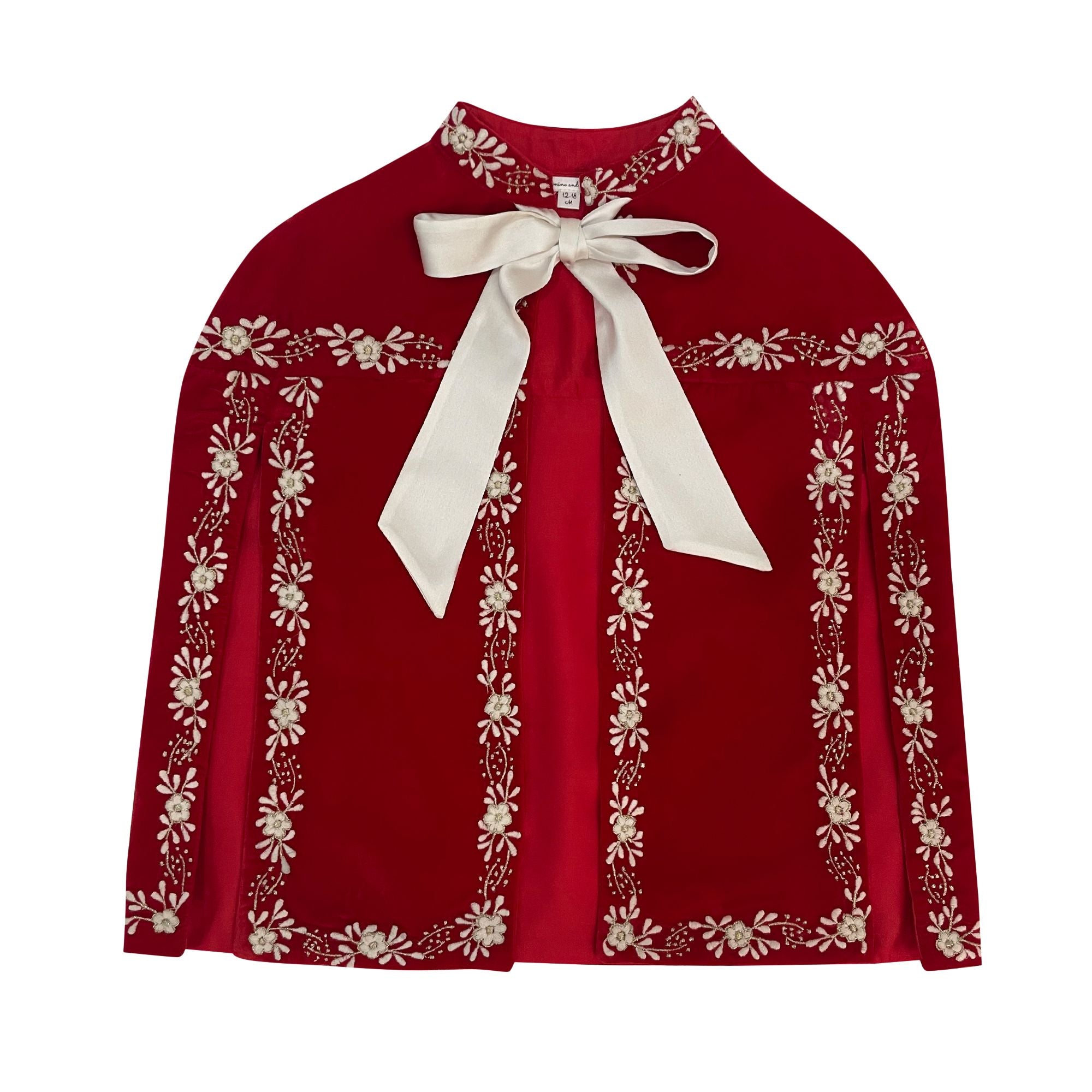 The Floral Velvet Cape (Red)