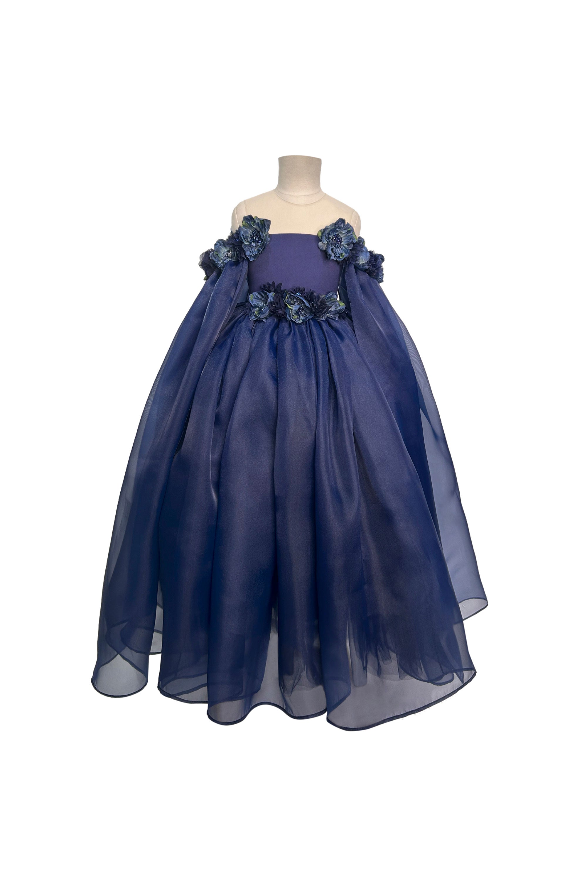 The Floral Organza Gown (Dark Blue)