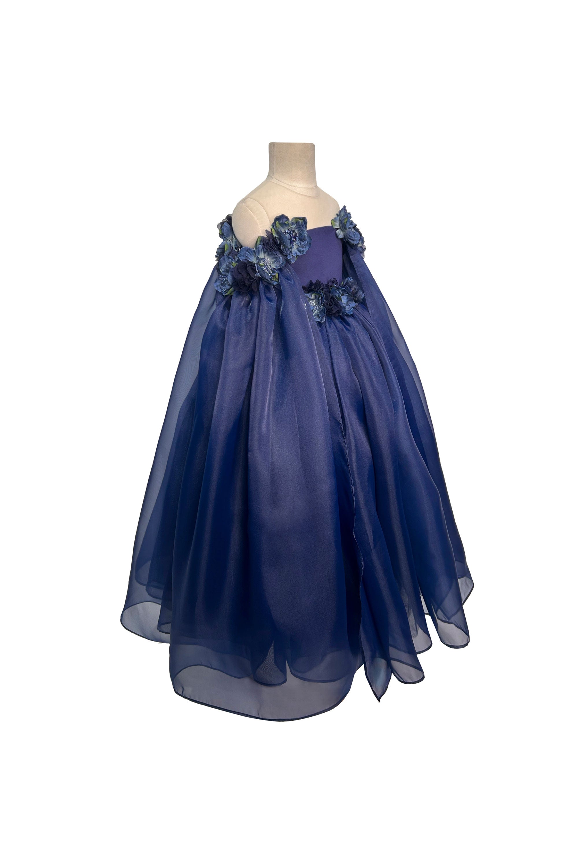 The Floral Organza Gown (Dark Blue)