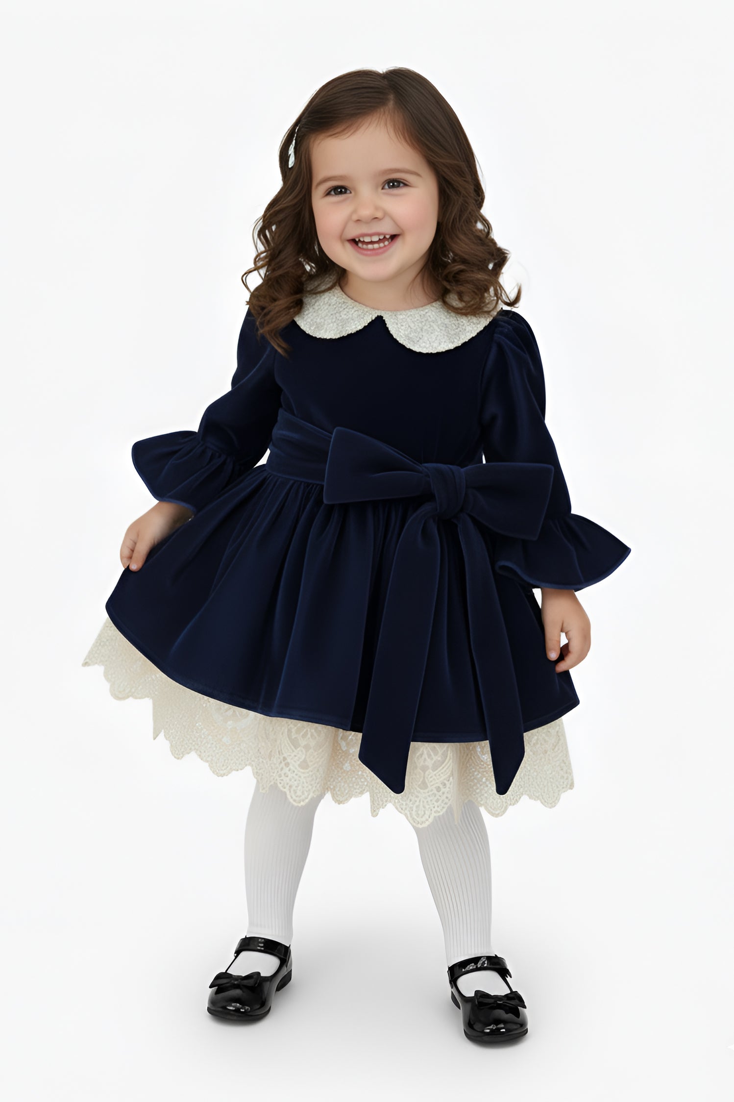 The Vintage Velvet Dress (Navy Blue)