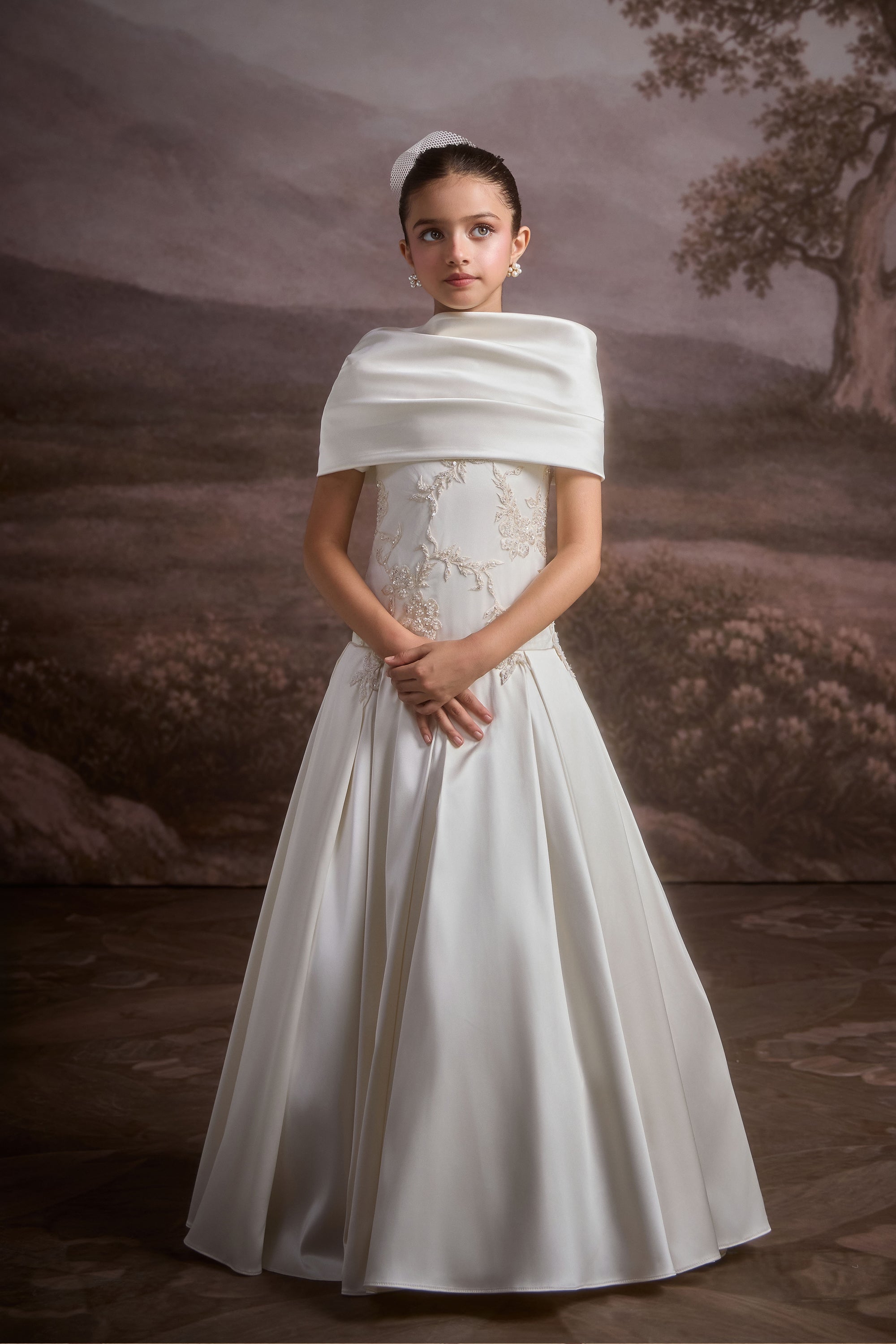 The Virelia Satin Gown with Cape (Set of 2)