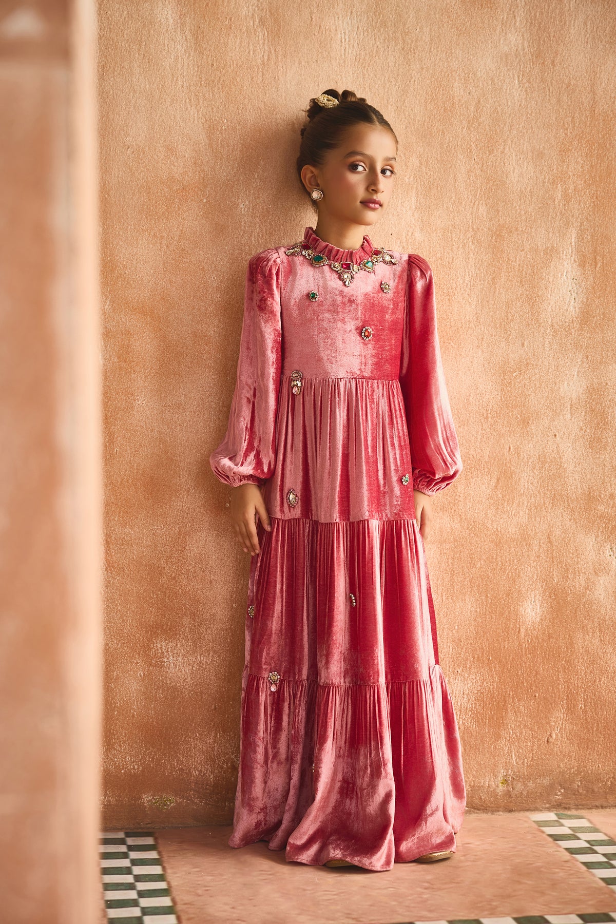 The Mulberry Tiered Velvet Dress
