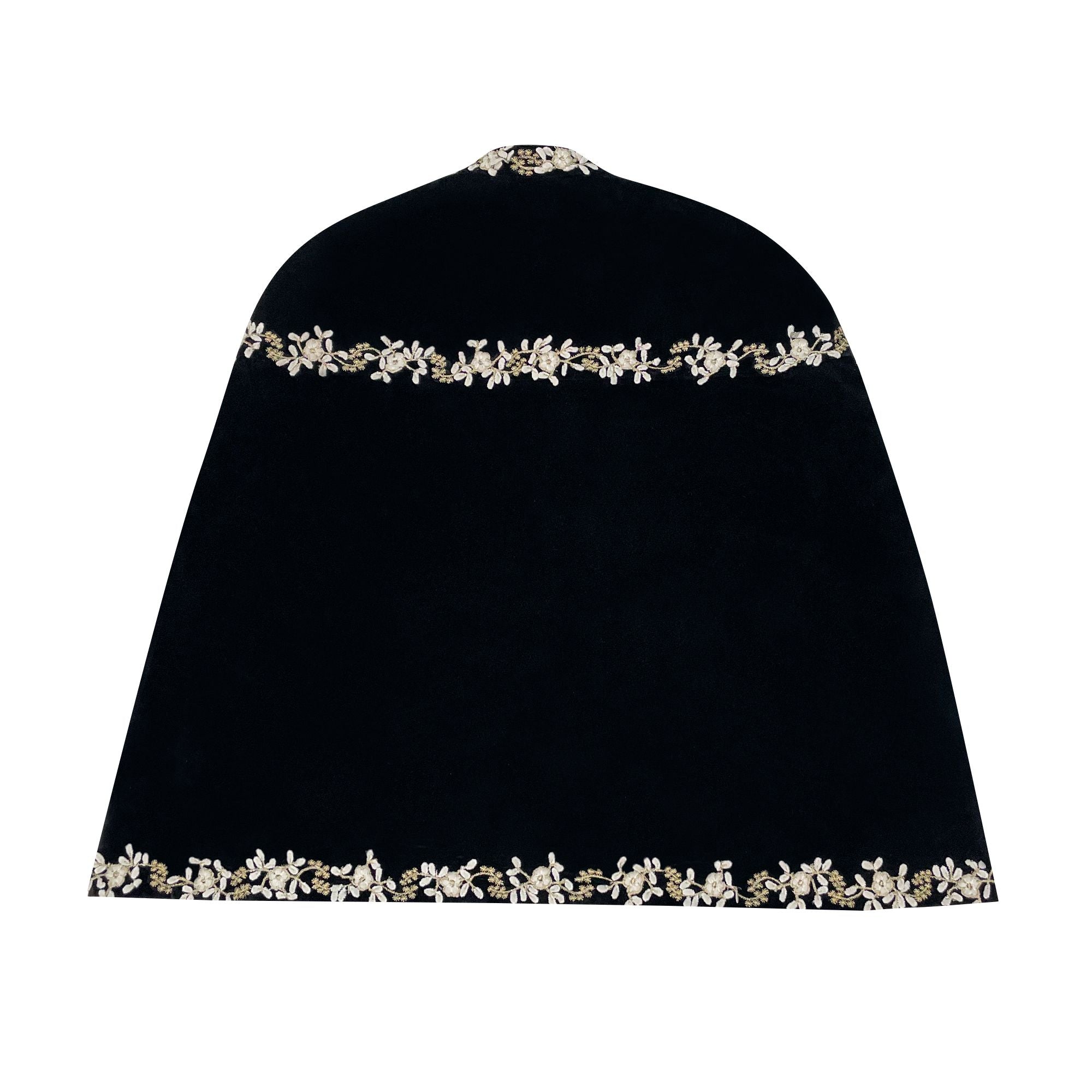 The Floral Velvet Cape (Black)
