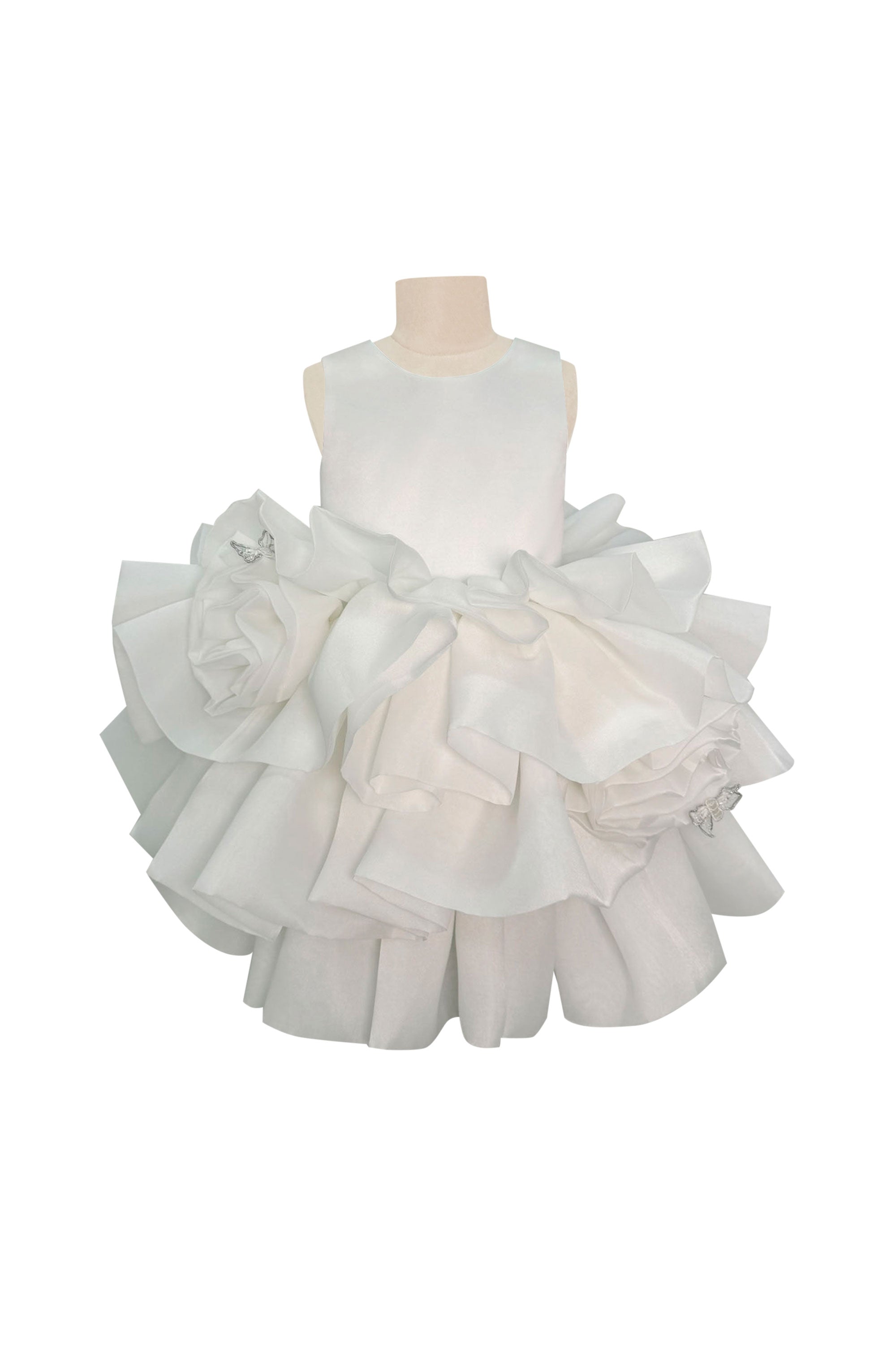 White Organza Rose Dress