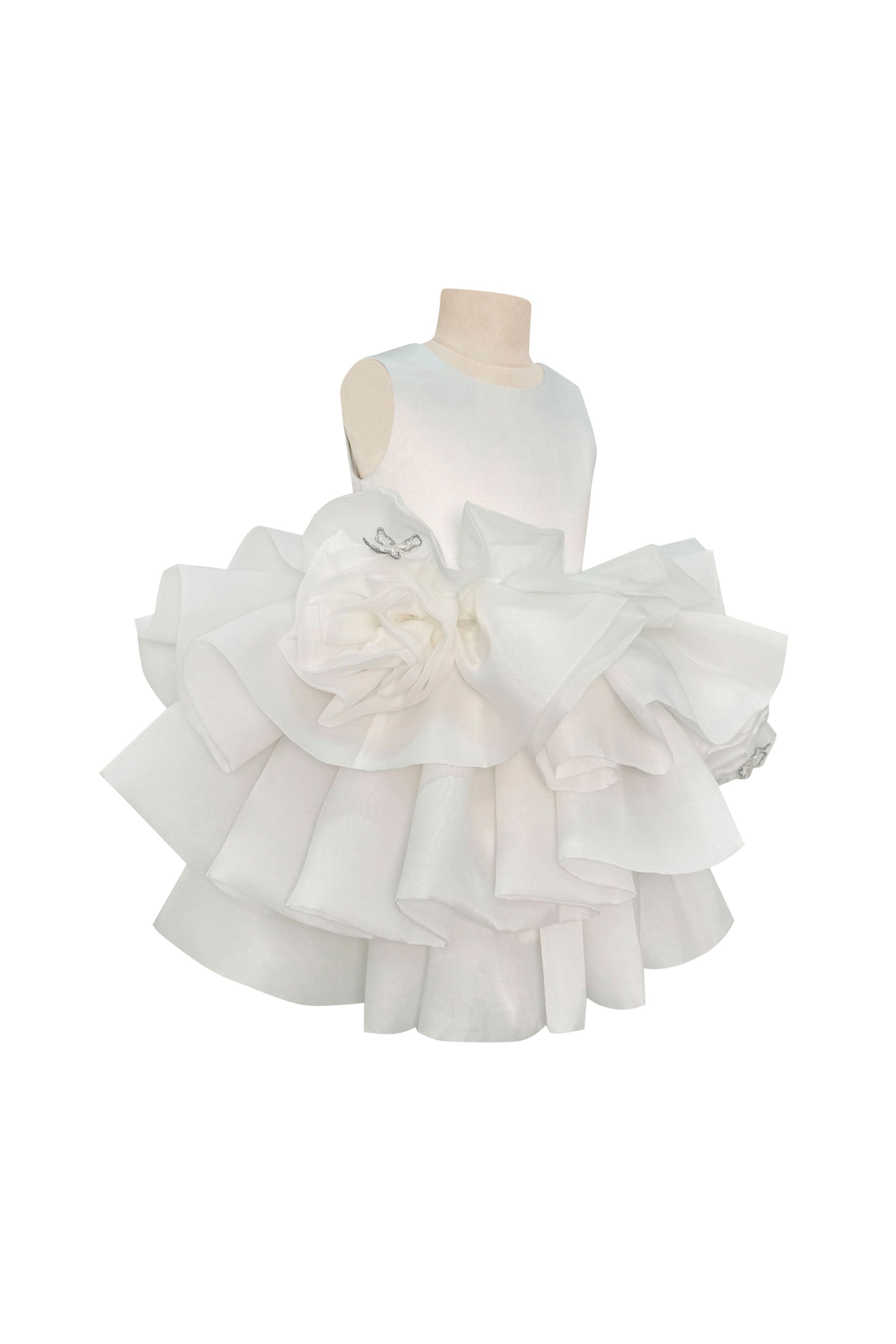 White Organza Rose Dress
