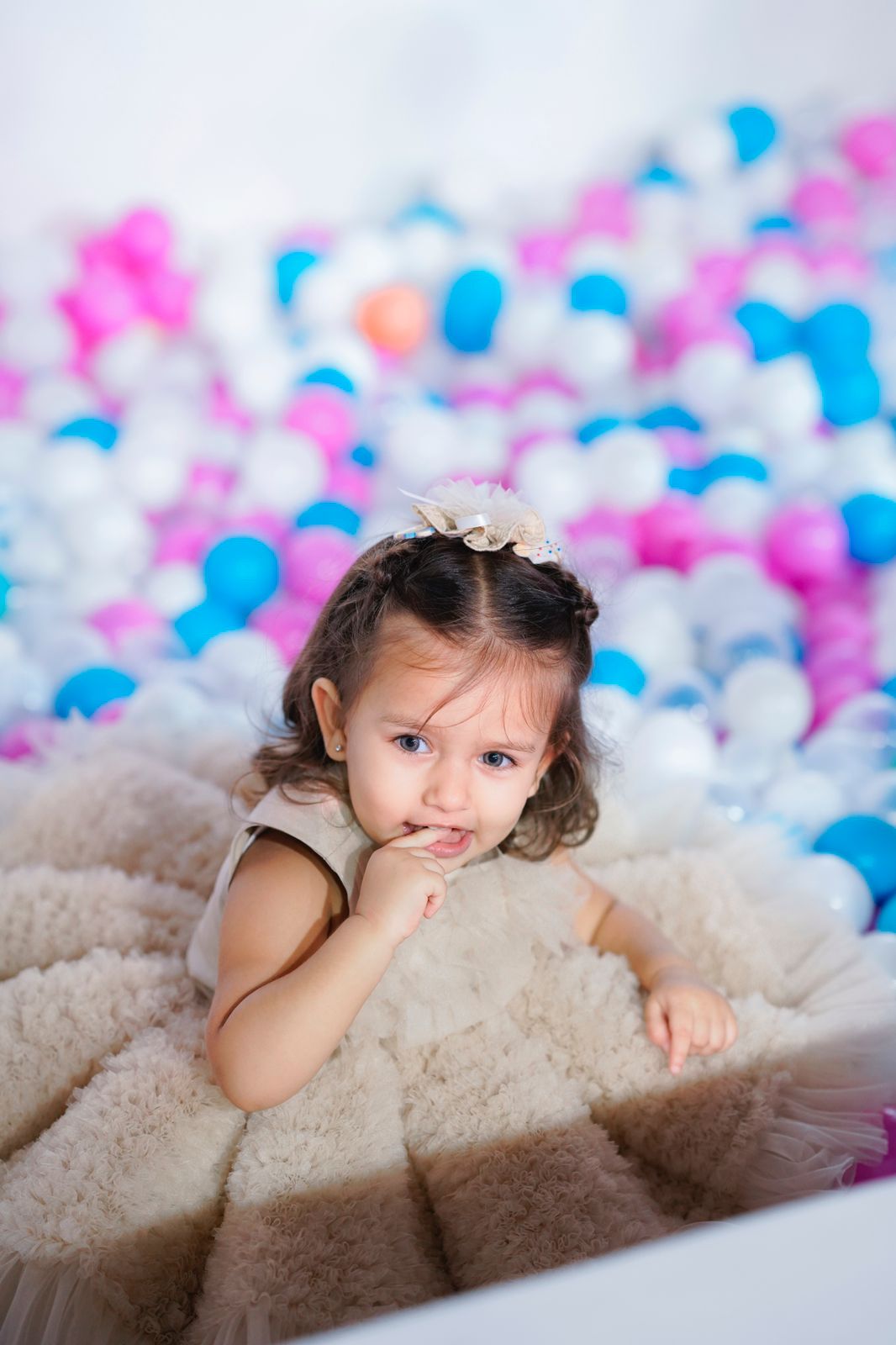 The Embellished Ariel Tulle Dress (Beige)