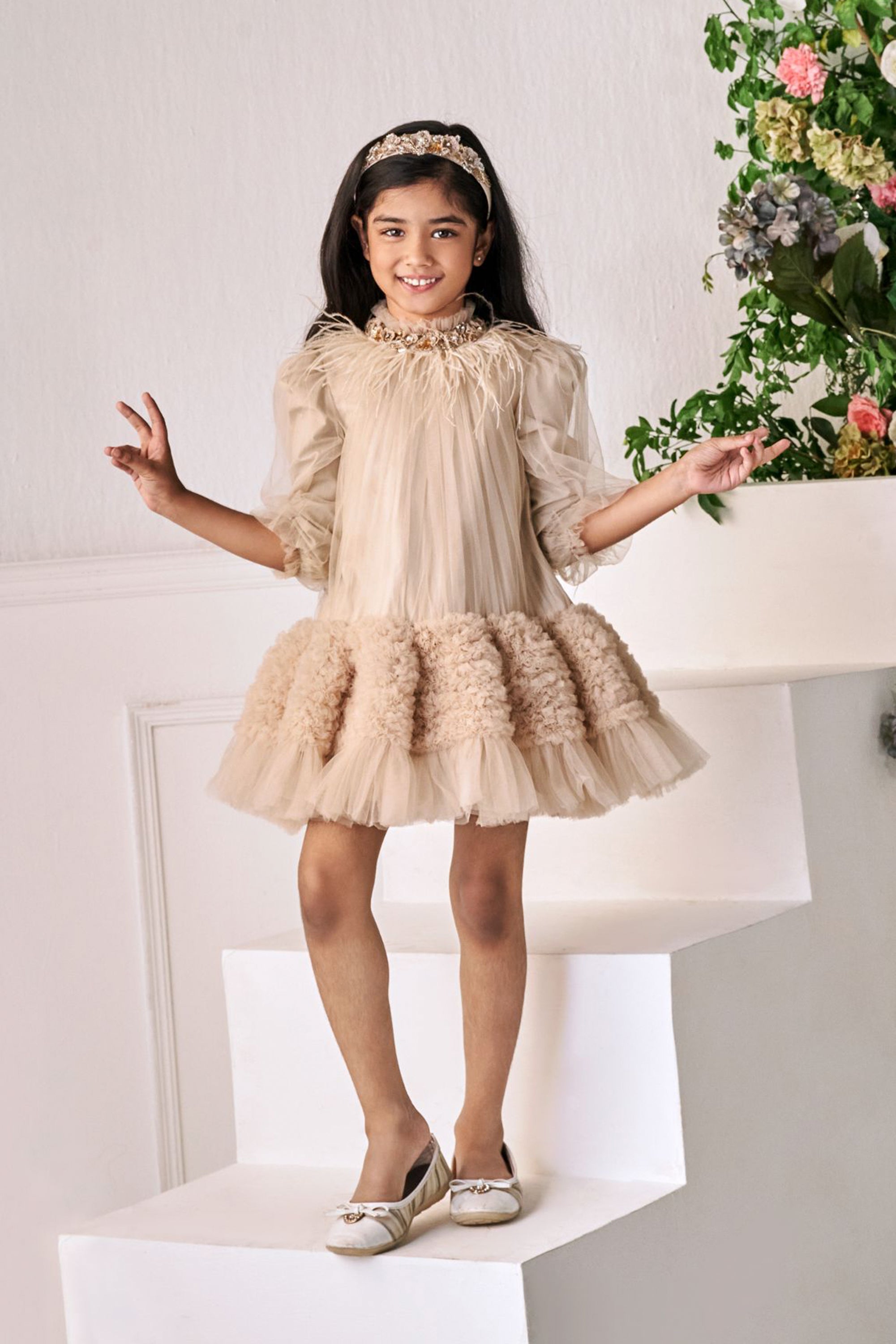 The Camille Tulle Dress (Beige)