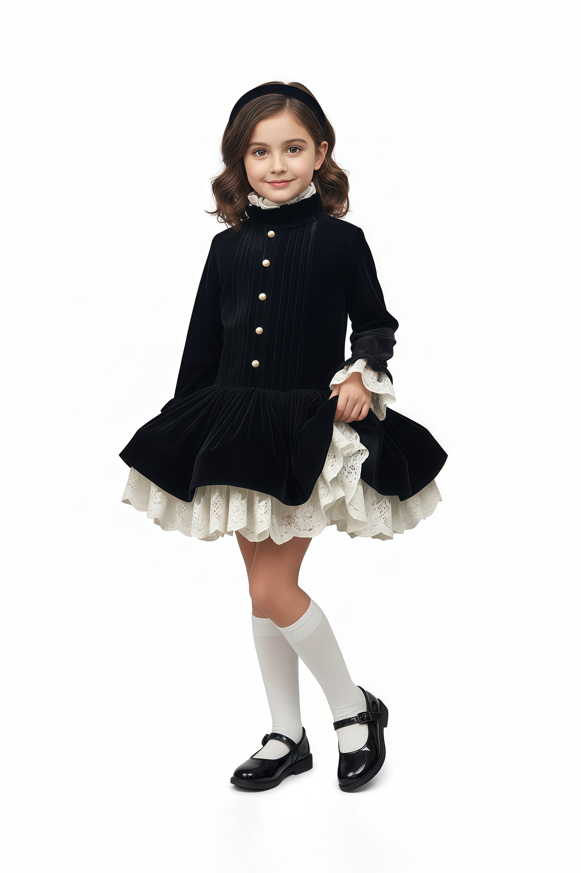 The Lacy Velvet Taylor Dress (Black)