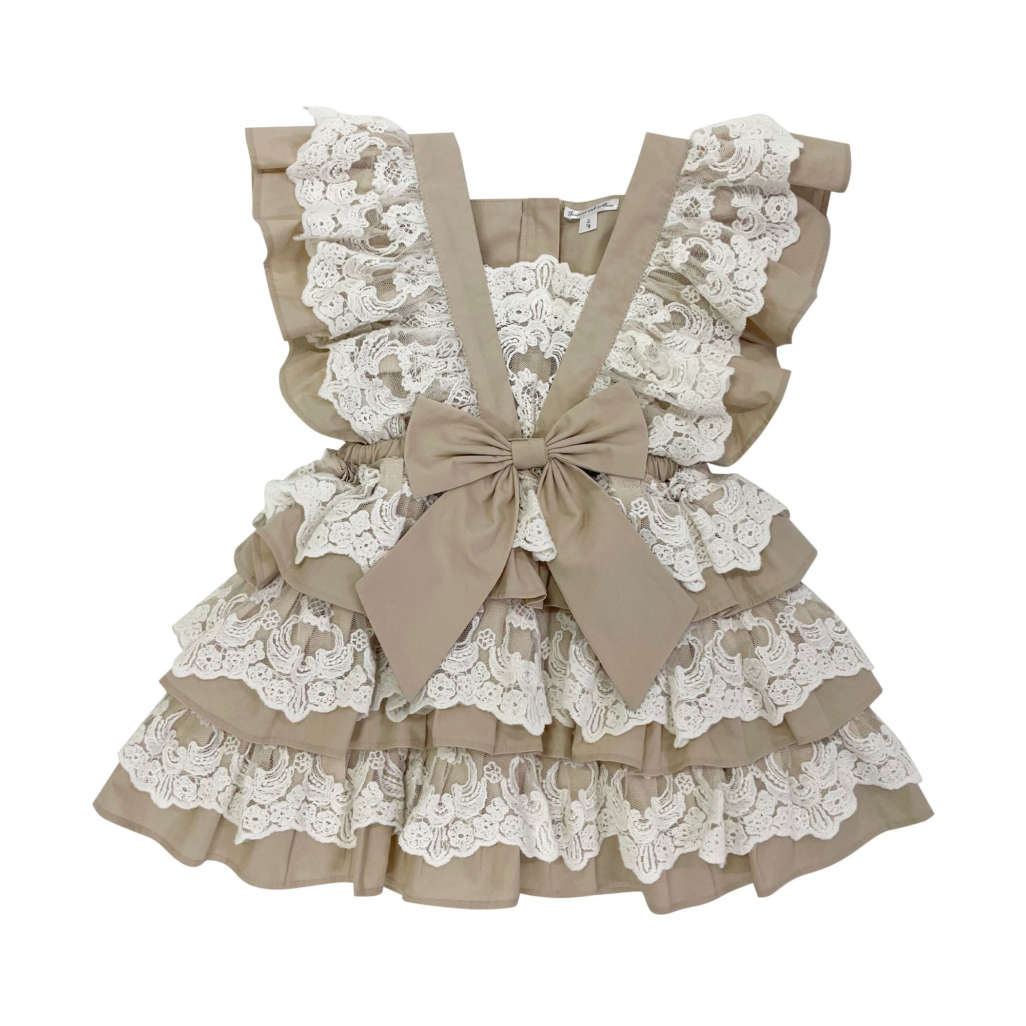 The Lacy Cotton Frill Dress (Beige)