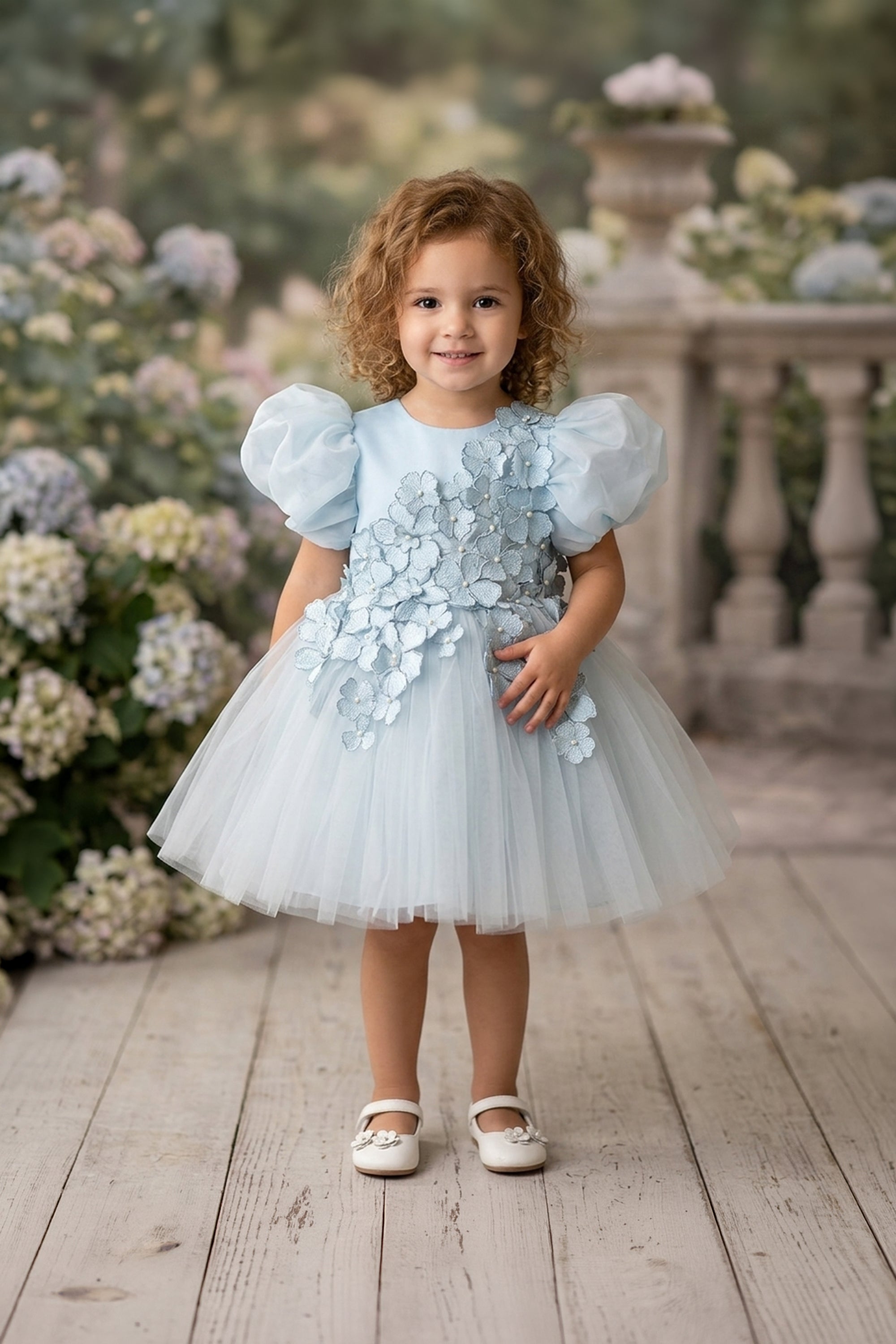 The Georgia Dress With Sleeves (Blue)