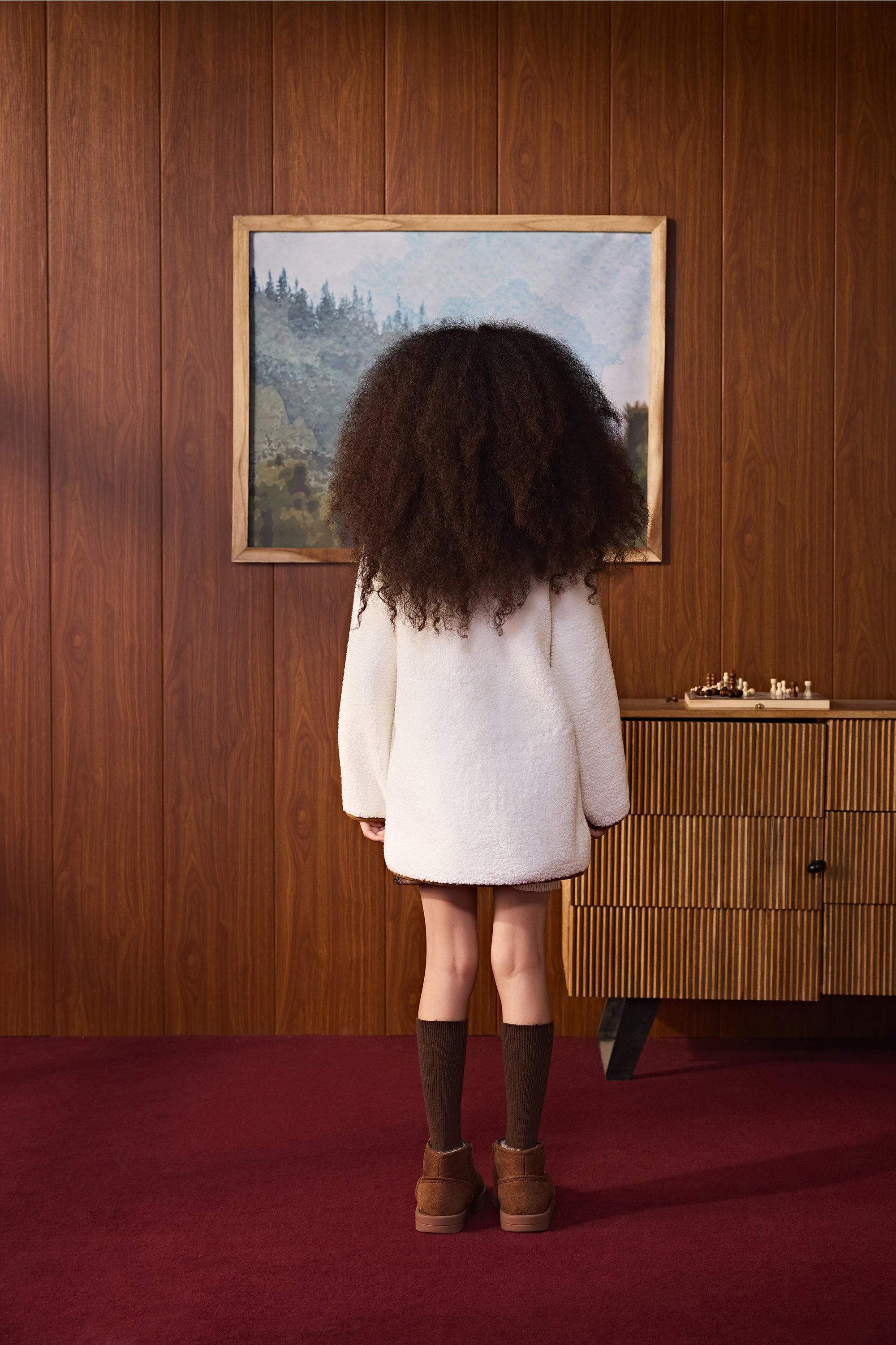 Cloud Sherpa Jacket with Ross Leather Skirt