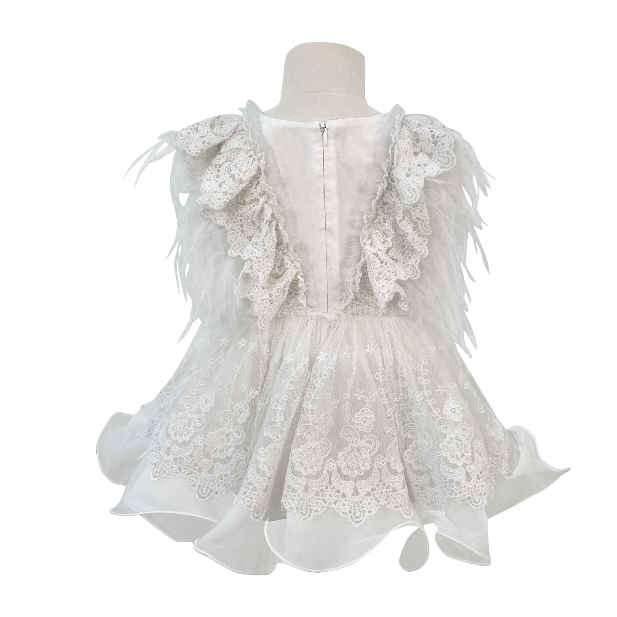Voluminous Feather Fairy Dress (White)