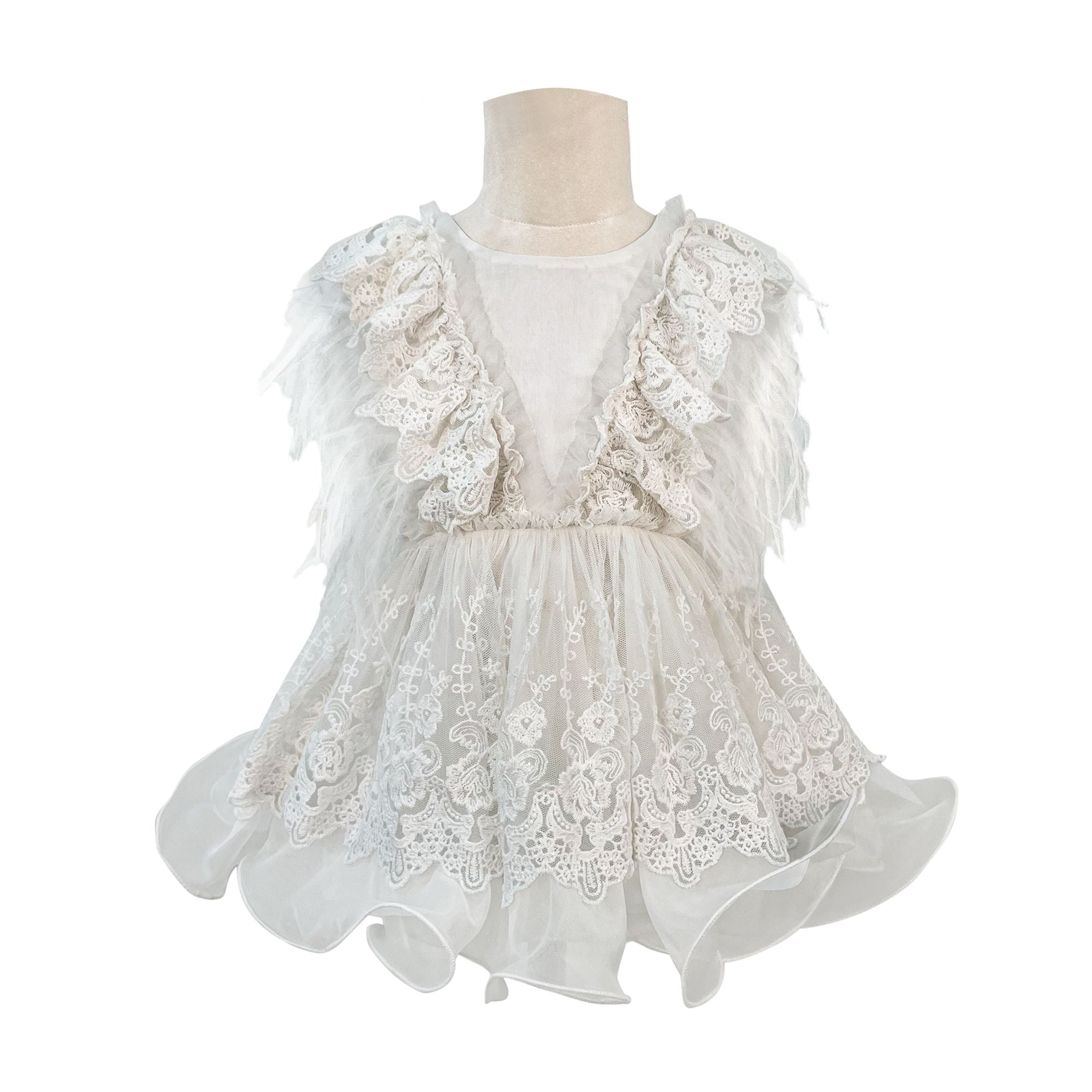 Voluminous Feather Fairy Dress (White)