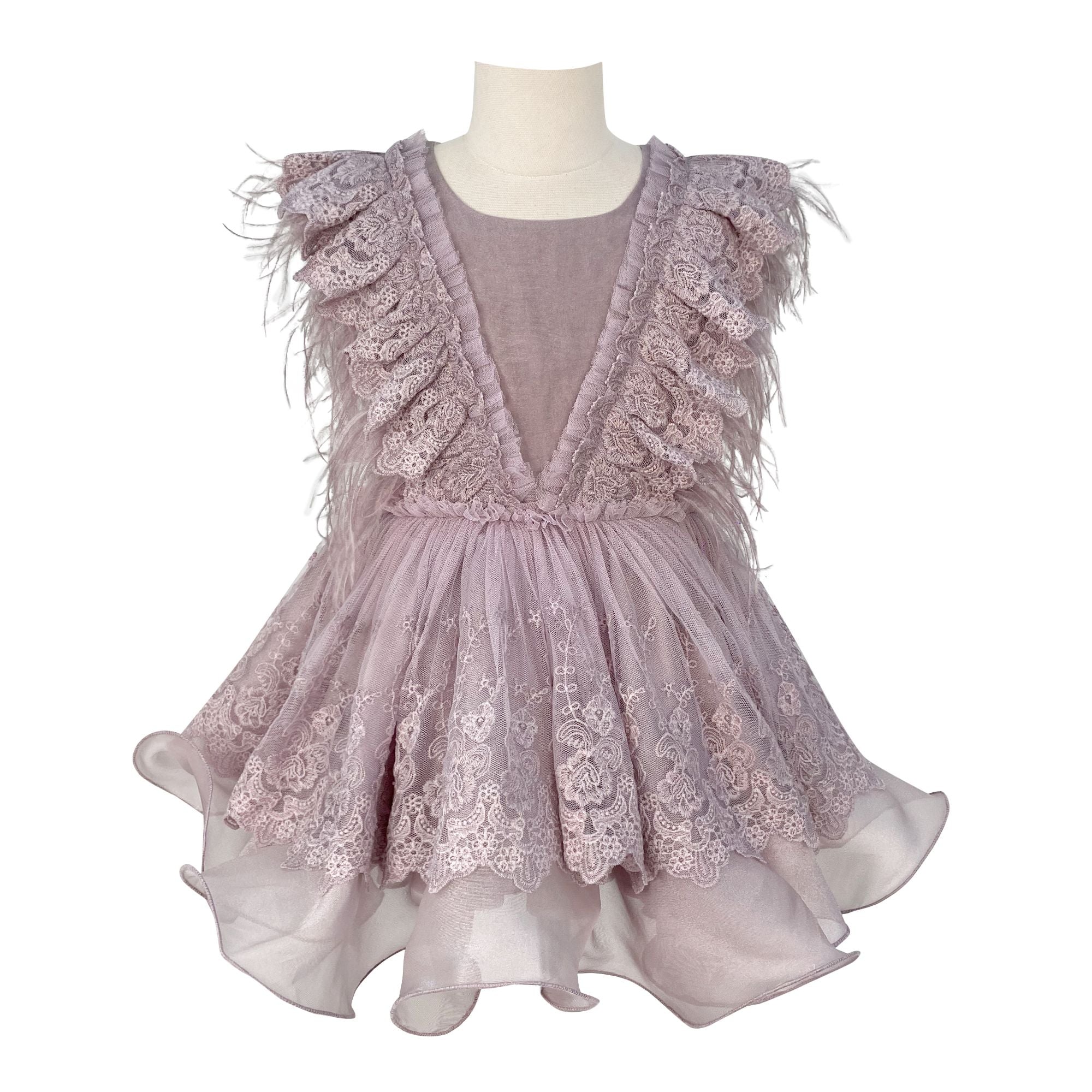Voluminous Feather Fairy Dress (Burnt Lilac)